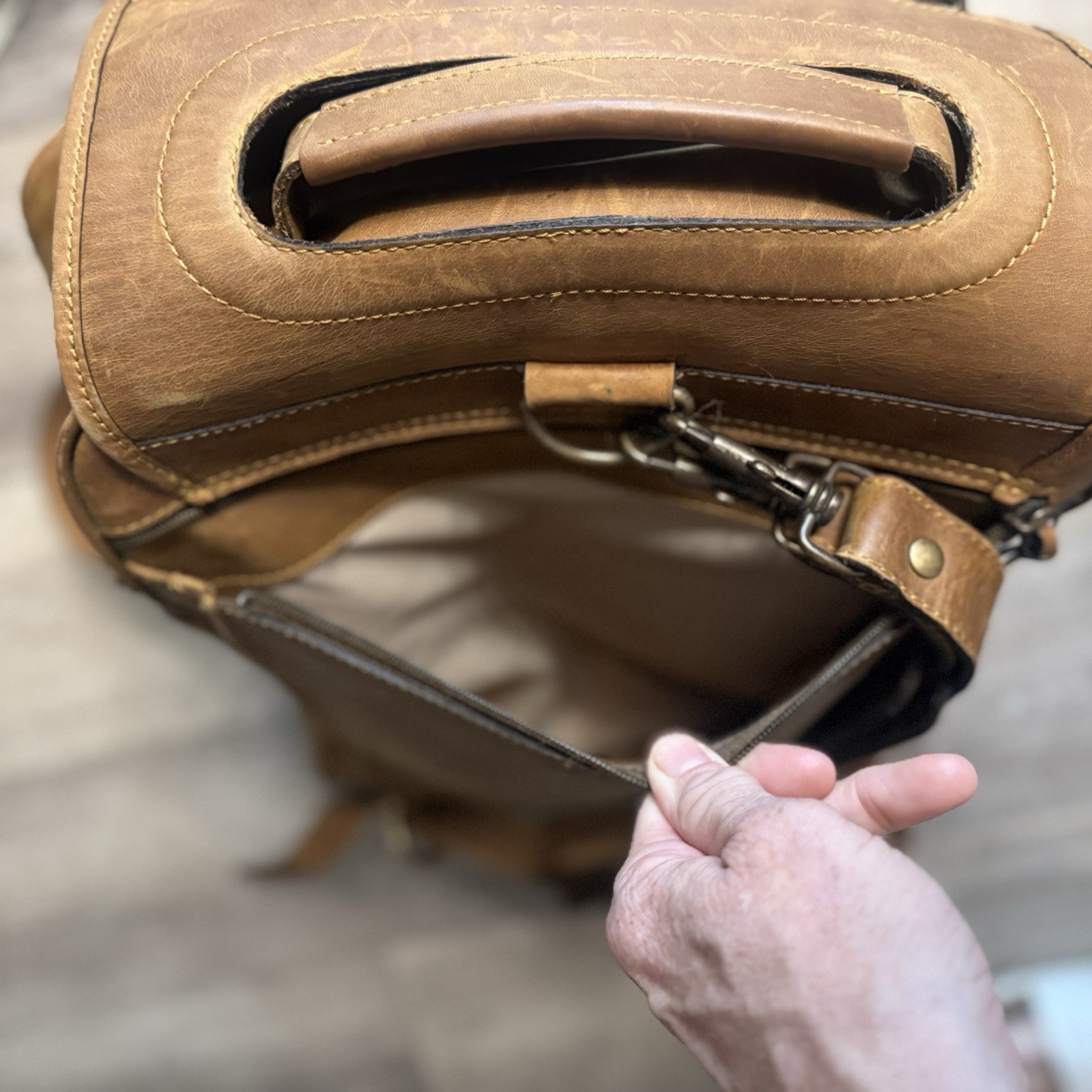 Leather Backpack 3-in-1 Brown Spanish Laptop Bag Briefcase Travel Café Leather