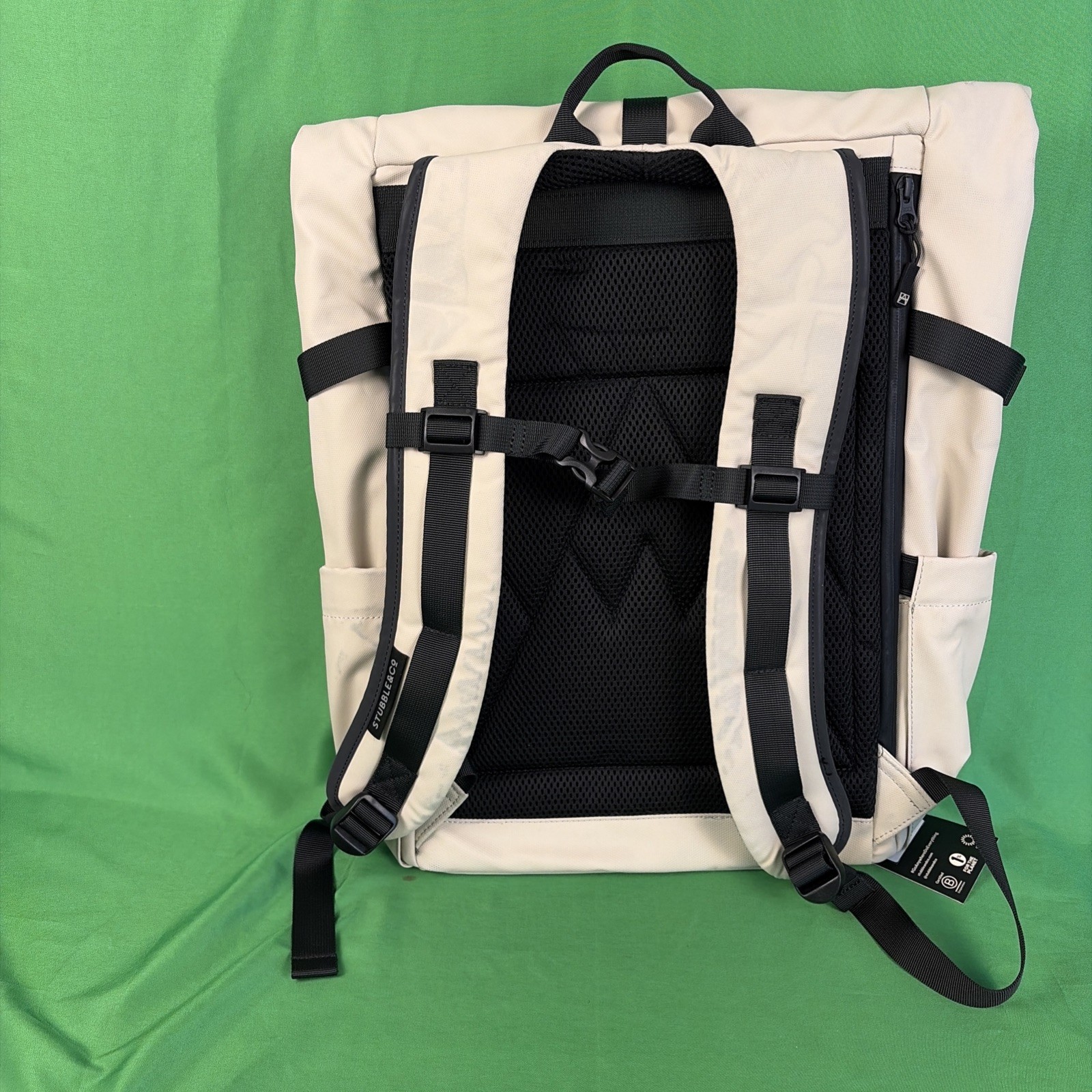 Stubble & Co Roll Top Backpack Sand Laptop Bag Pockets 20L NWT Stained See pic