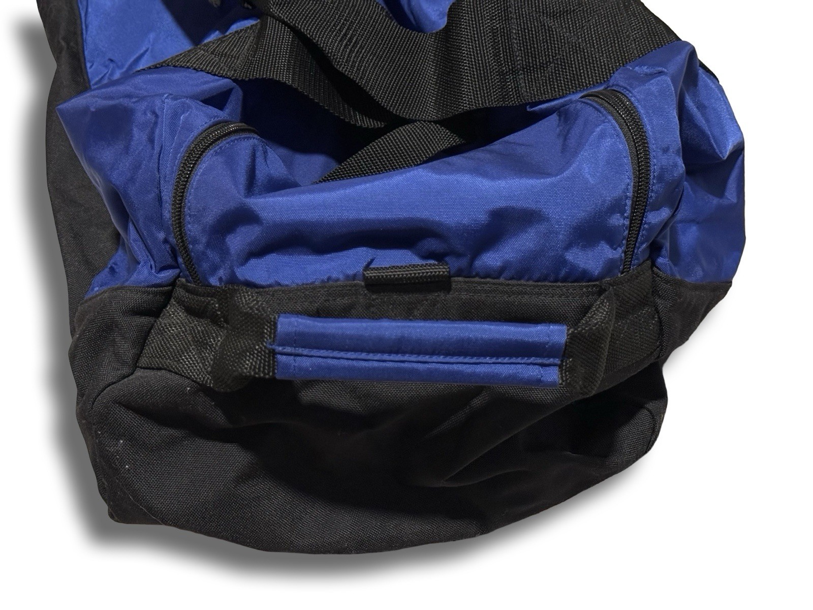 LL Bean Duffle Bag Medium Adventure Royal Blue/Black Travel Gym Nylon 05382 VTG