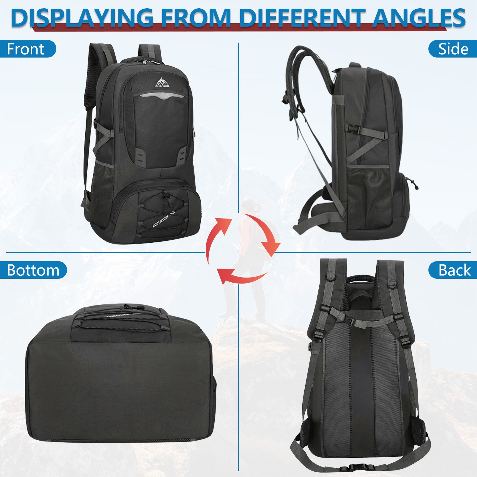 60L Military Large Tactical Backpack Rucksack Camping Hiking Bag Outdoor Travel