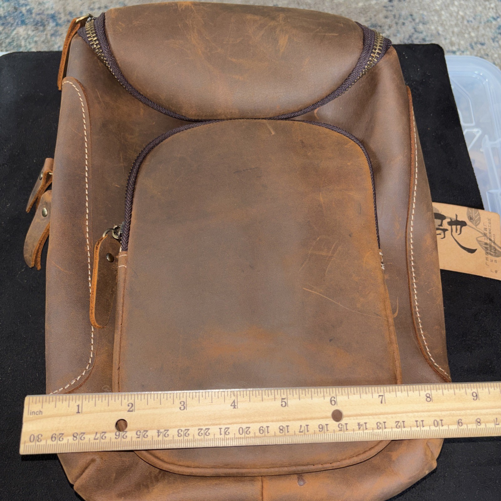 Mens Distressed Brown Leather Sling Shoulder Bag Spacious Big Thick Strap Travel