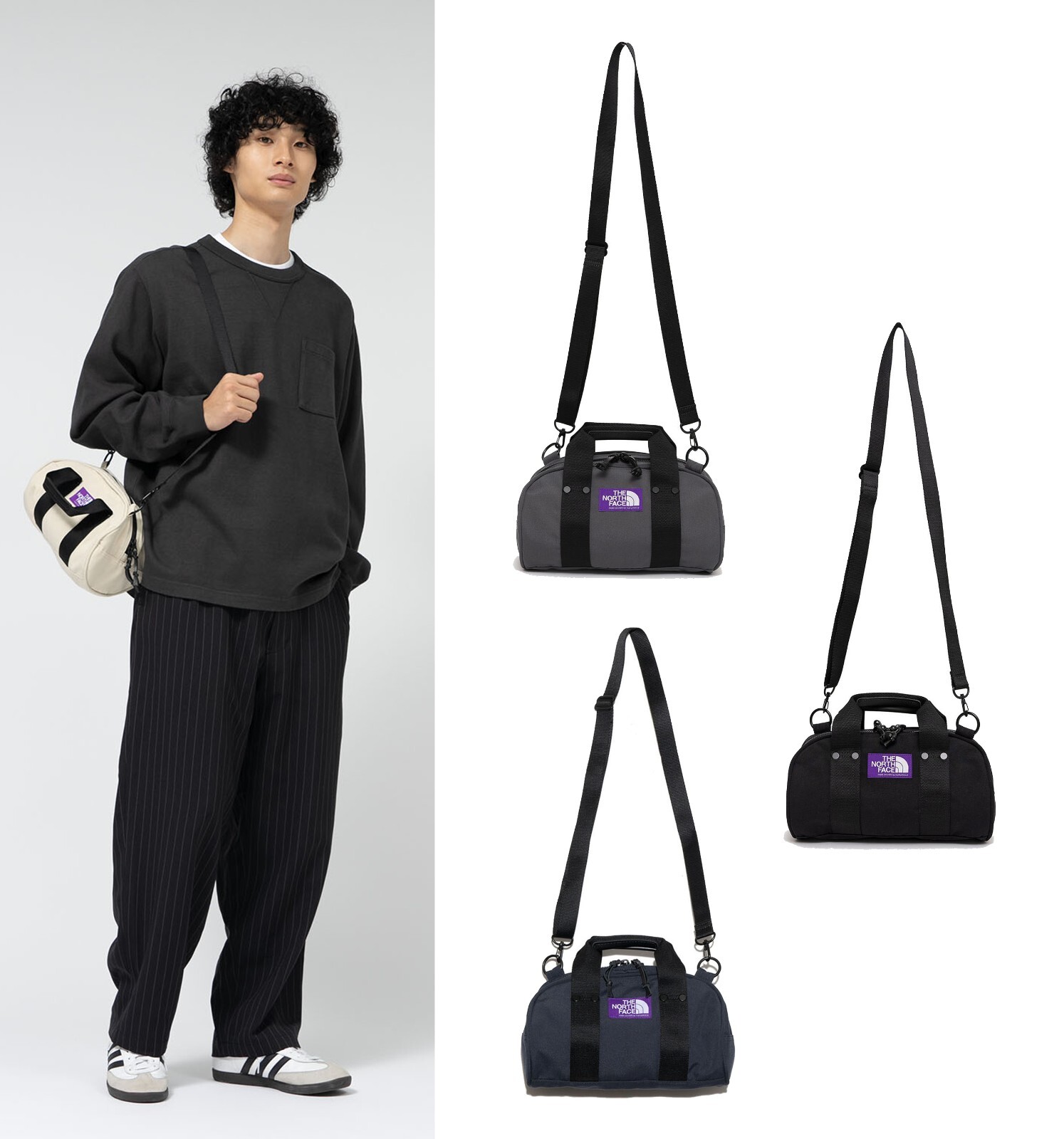 THE NORTH FACE Purple Label Demi Duffle Bag Black / Asphalt Gray/ Navy NN7354N
