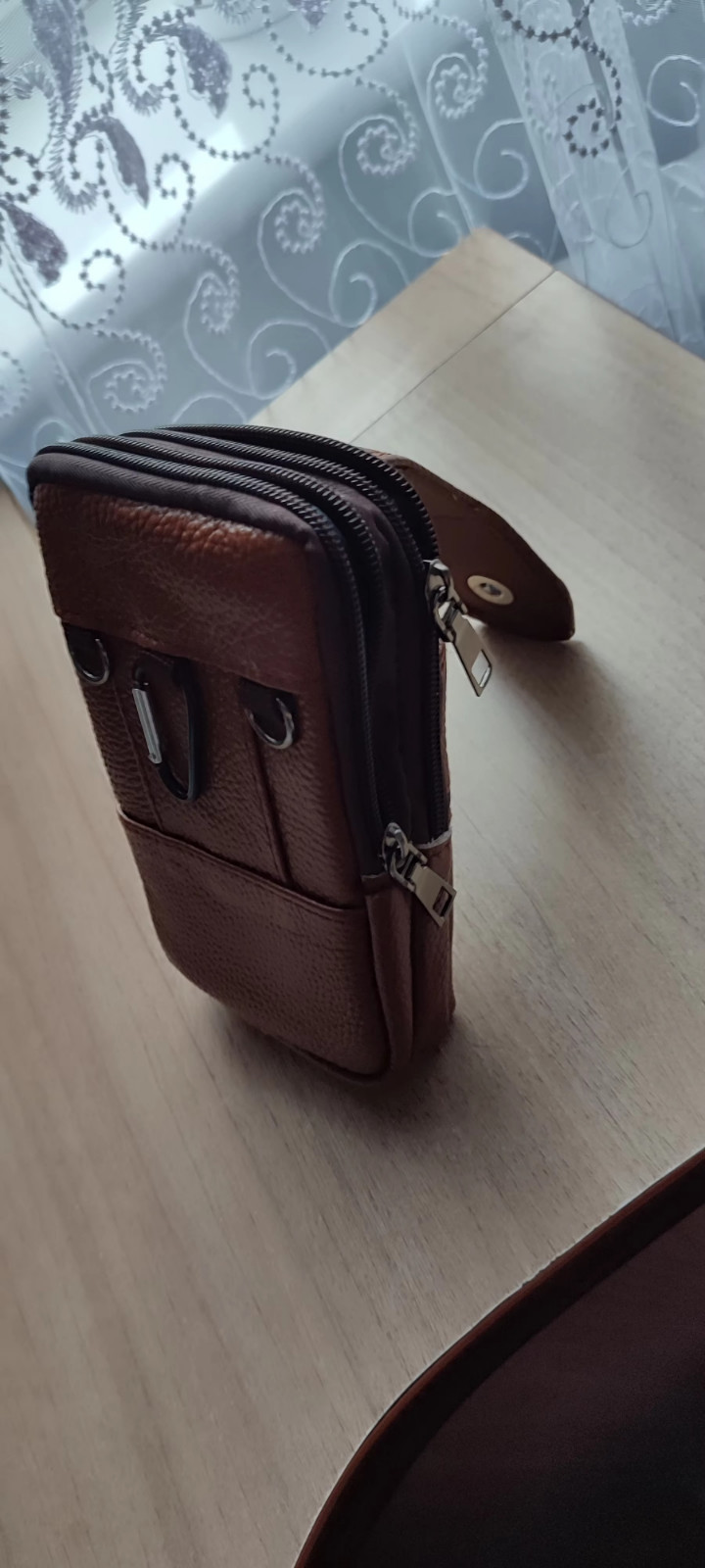 Men Leather Waist Bag Multifunction Fanny Pack Shoulder Strap Coffee