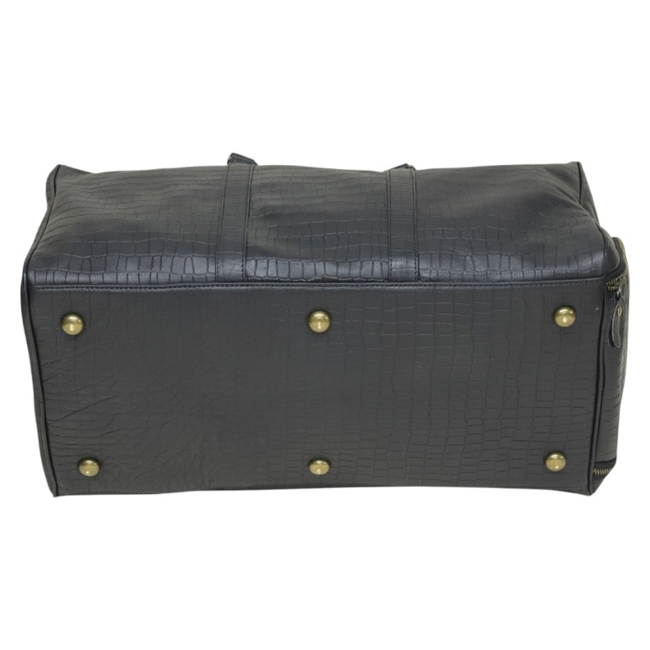 Leather Duffel Handbag For Men Crocodile Pattern Handmade Weekender For Travel