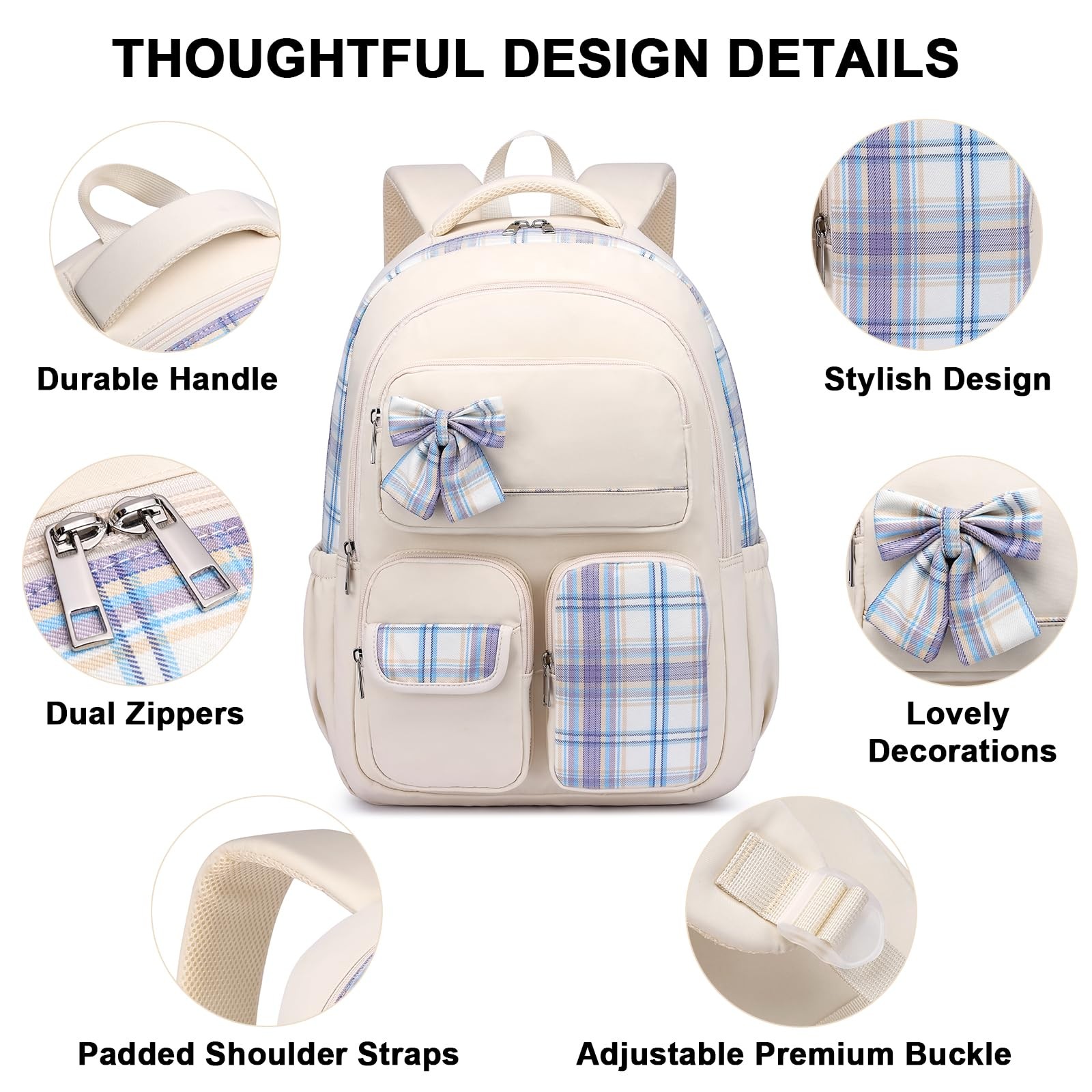 Girls Backpack for School Teen: Large Bookbag for Middle High School 15.6 Inc…