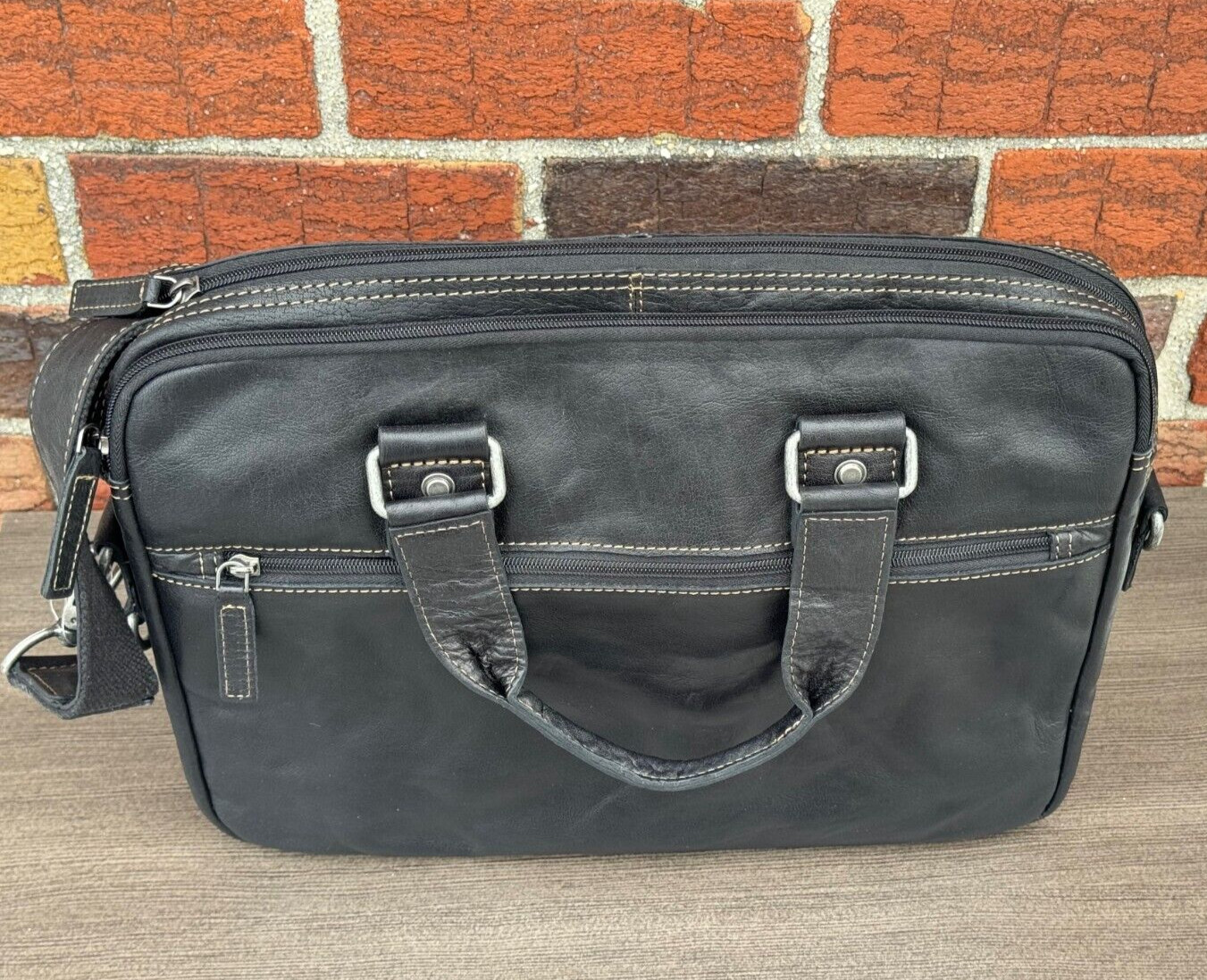 NEW Jack Georges #7321 Leather Shoulder Bag Laptop Briefcase $375 MSRP w/ Tags