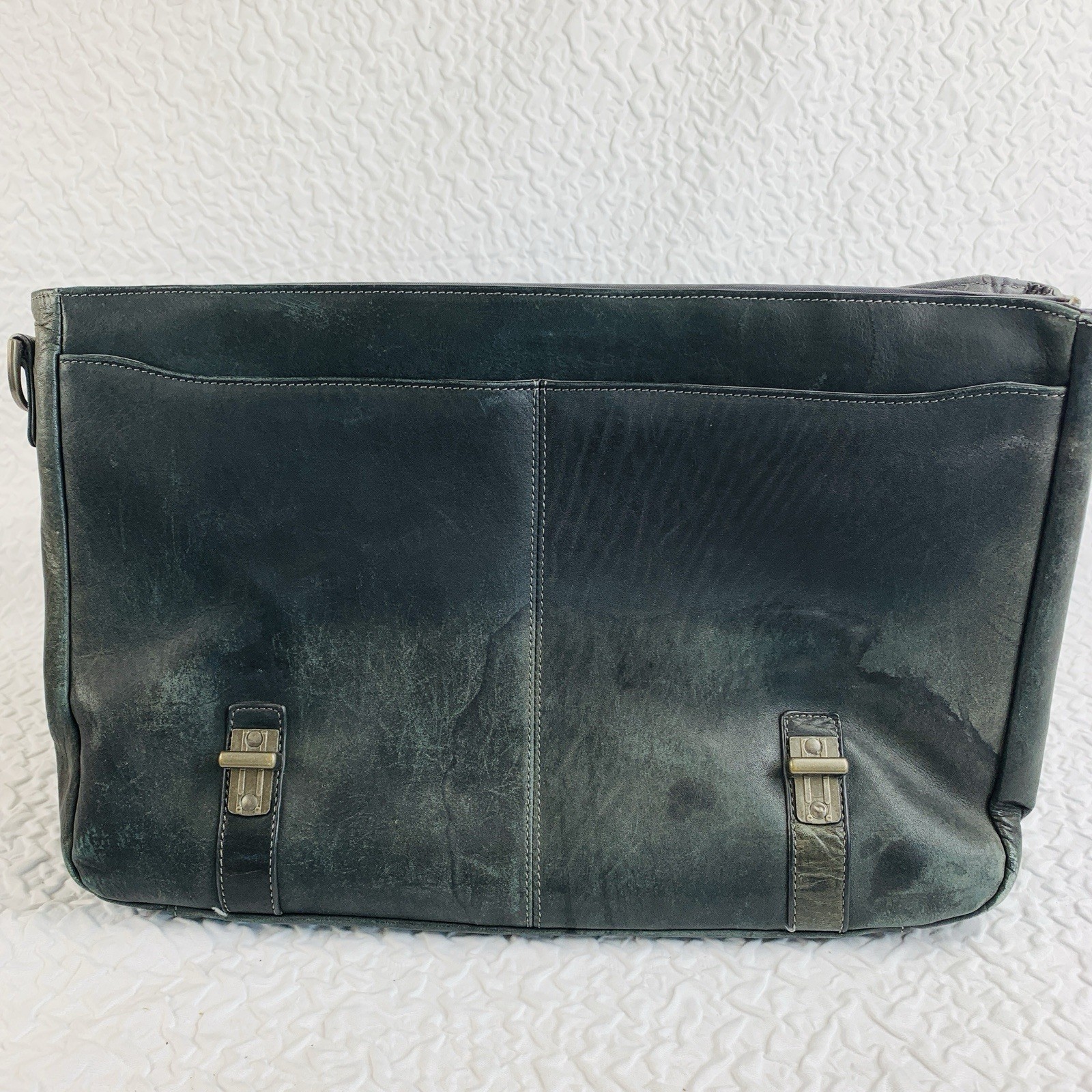 Samsonite Leather Flap-Over Messenger Bag Briefcase Laptop Case Dark Teal