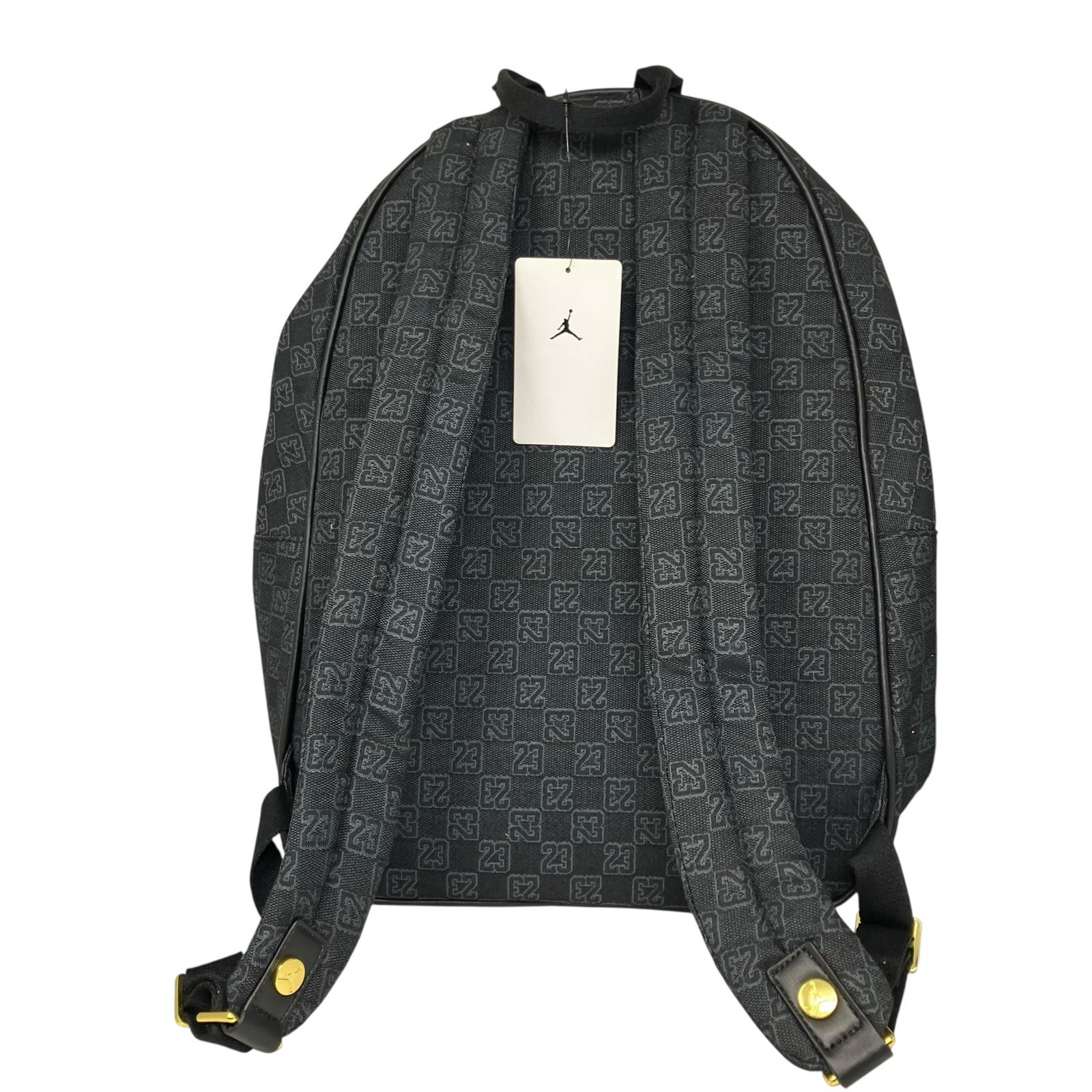 Jordan Monogram Backpack Mens 25L Black Gold Zip Jumpman 23 School Travel Bag
