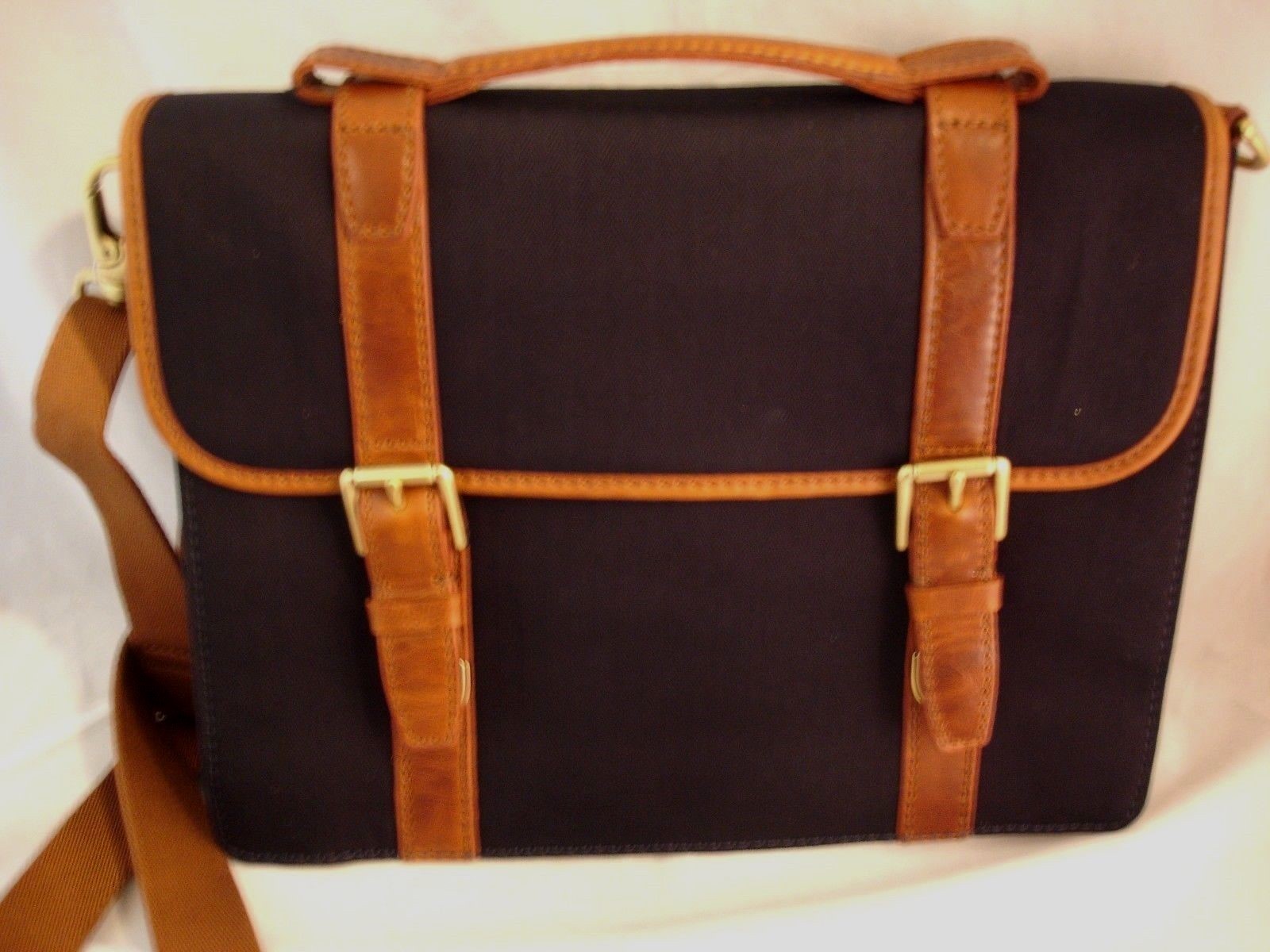 FOSSIL ESTATE Briefcase Expandable Navy Nylon Water Resistant Messenger Bag