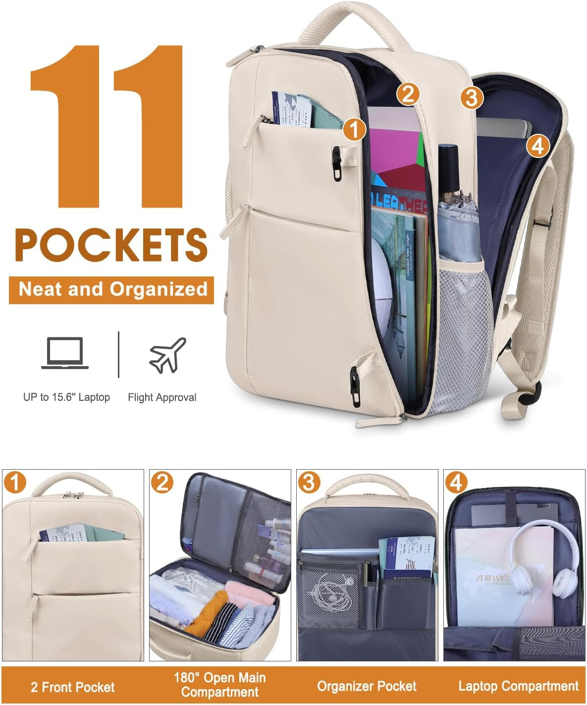 Travel Backpack for Women Men Waterproof Laptop Backpack Airlines Approved Carry
