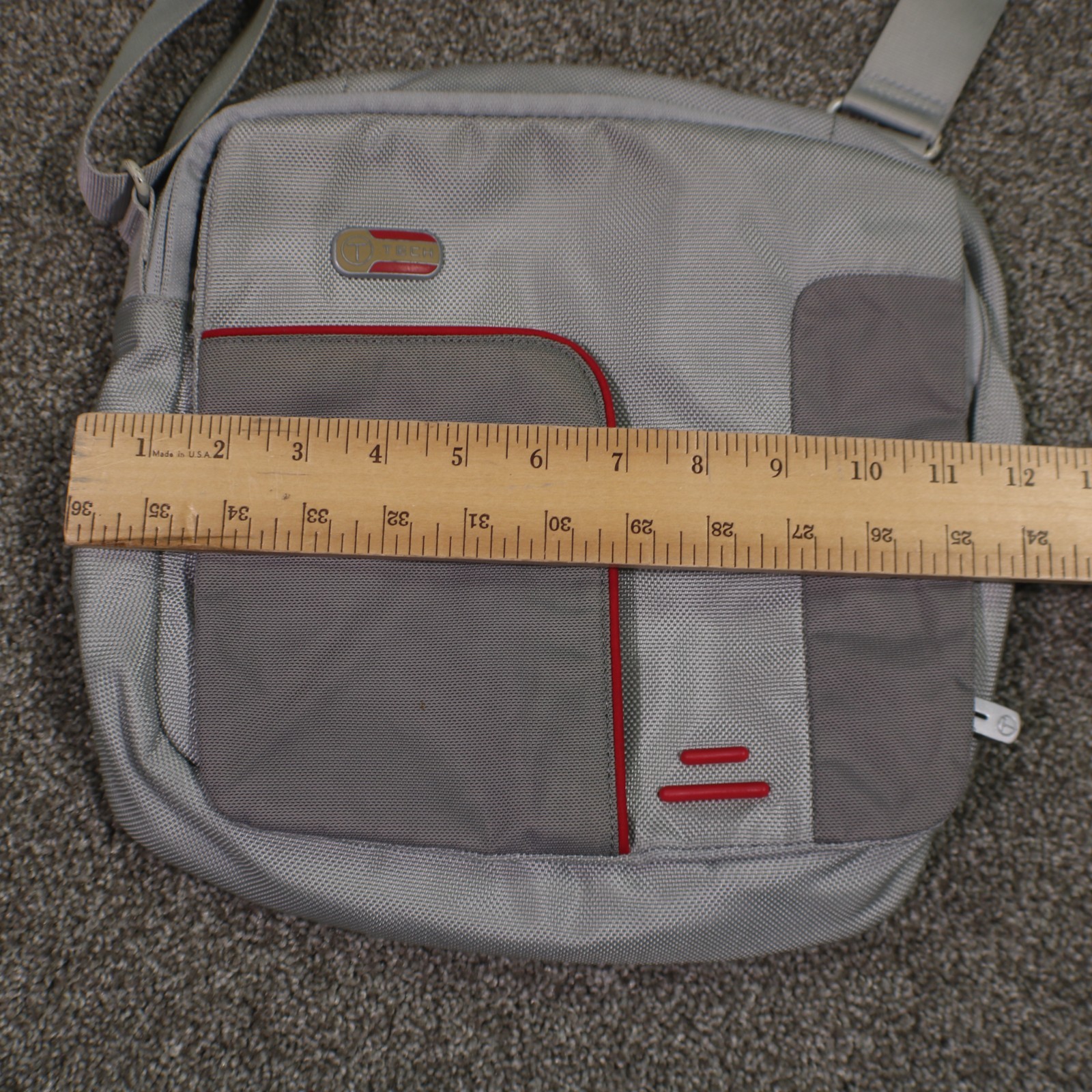 TUMI T-Tech Crossbody Shoulder Bag Gray Lightweight Nylon Flap Magnetic Closure