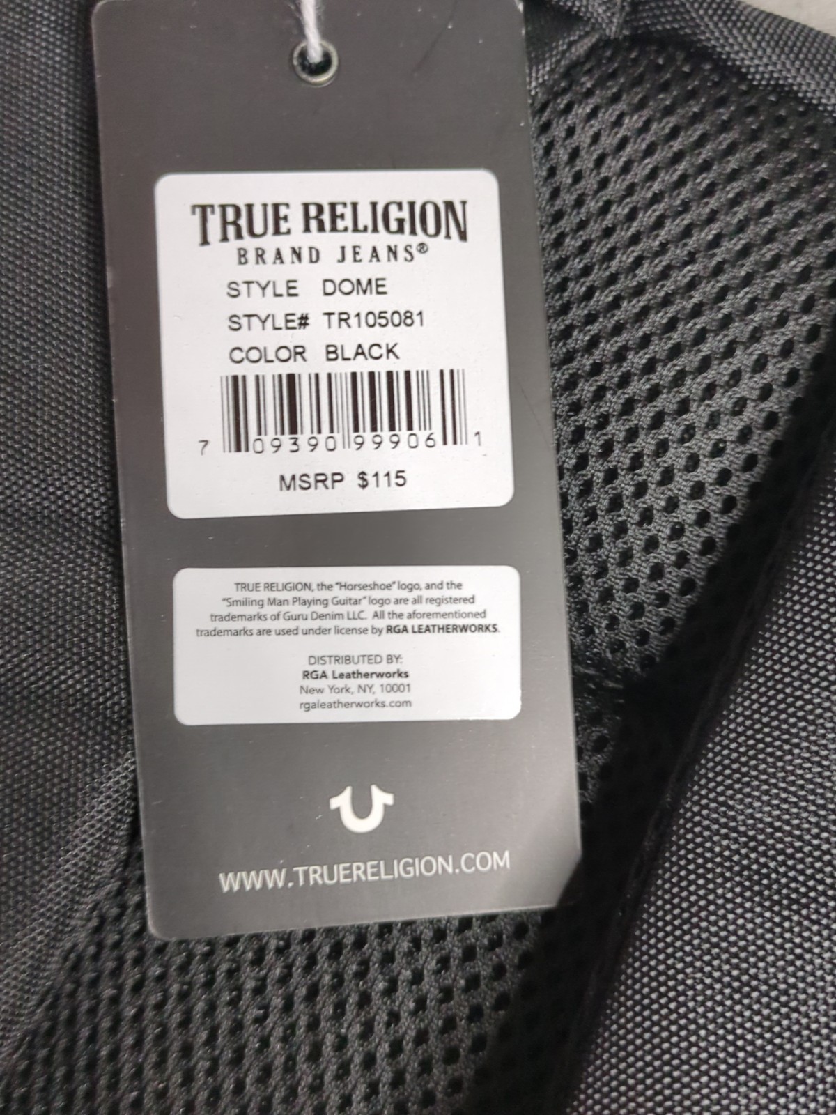 True Religion Commuter Backpack Dome Style Black Brand New with Tags TR105081