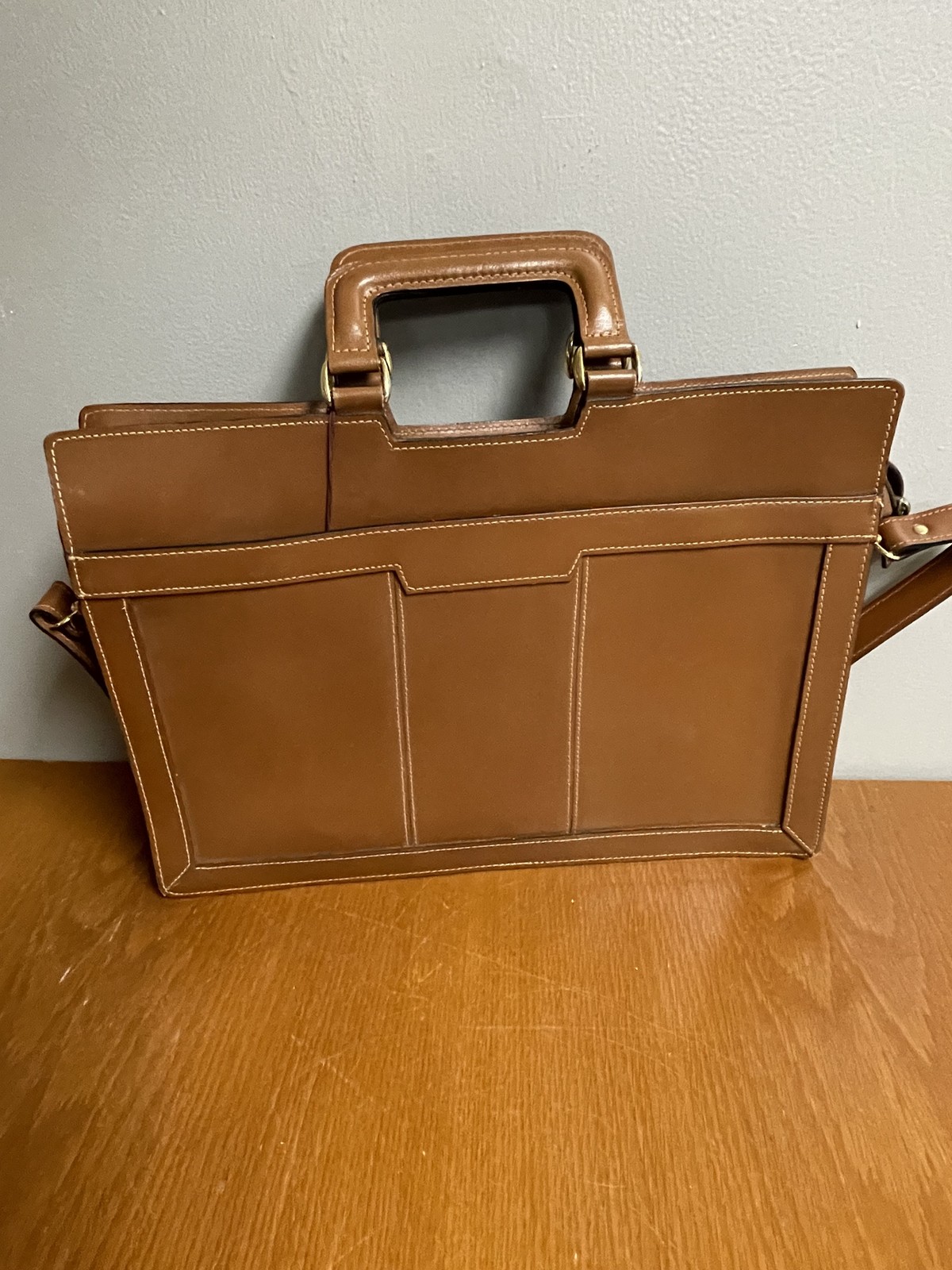 Vintage HIT Leather Briefcase Mens Shoulder Strap Portfolio Bag 90s Taiwan