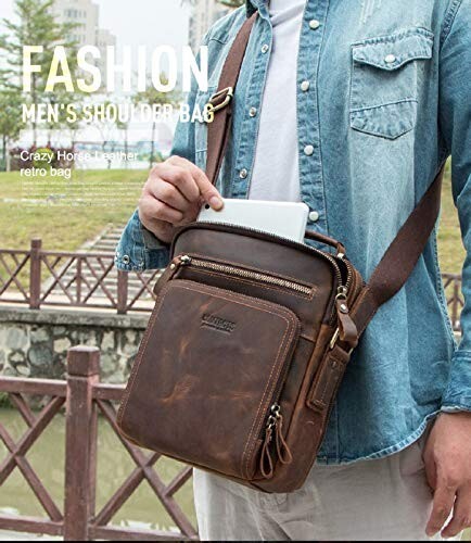 10 in long-lasting Leather Unisex Messenger Bag For Men & Woman (Brown)