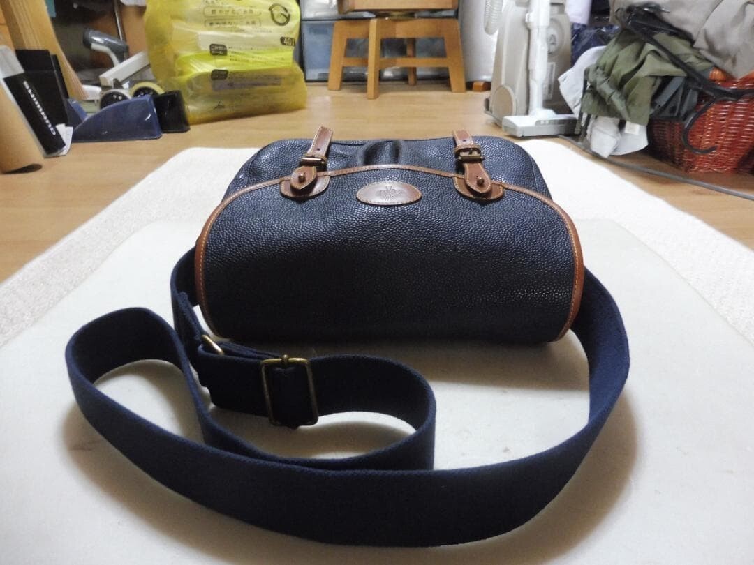 Mulberry England Navy Leather Game Bag Shoulder Bag Men’s Fishing Country