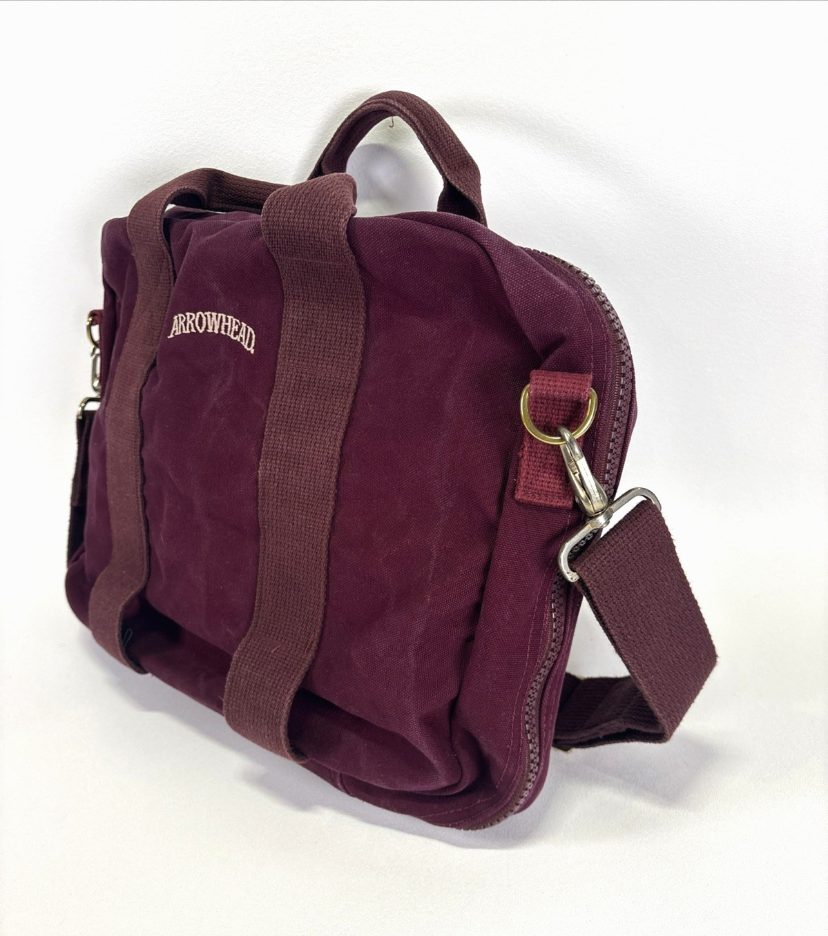 Vtg Lands’ End Square Rigger Canvas Briefcase Maroon W/ STRAP Made in USA Bag