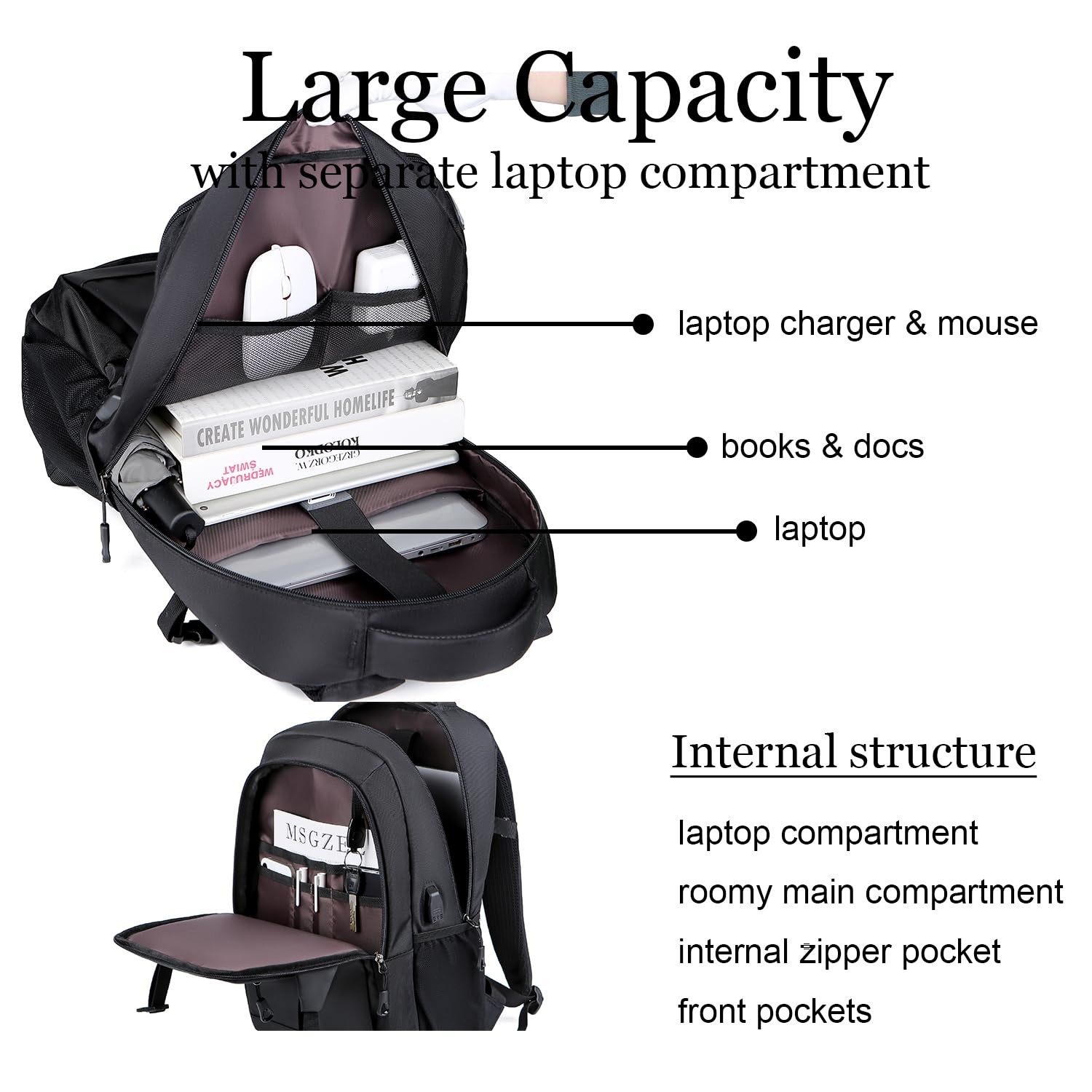 Travel Laptop Backpack for Men – Fits up to 15.6-inch Laptops, Computer Bag, …