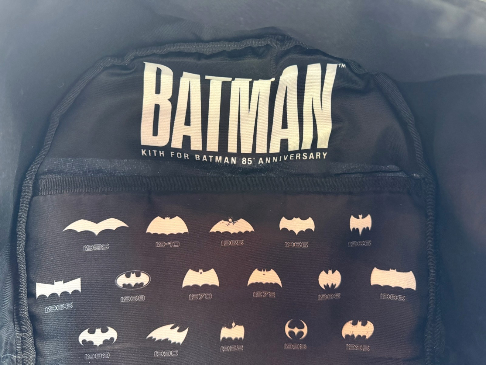 KITH Batman Backpack 85th Anniversary Logo Black Nylon 2024 DC Comics RARE EUC