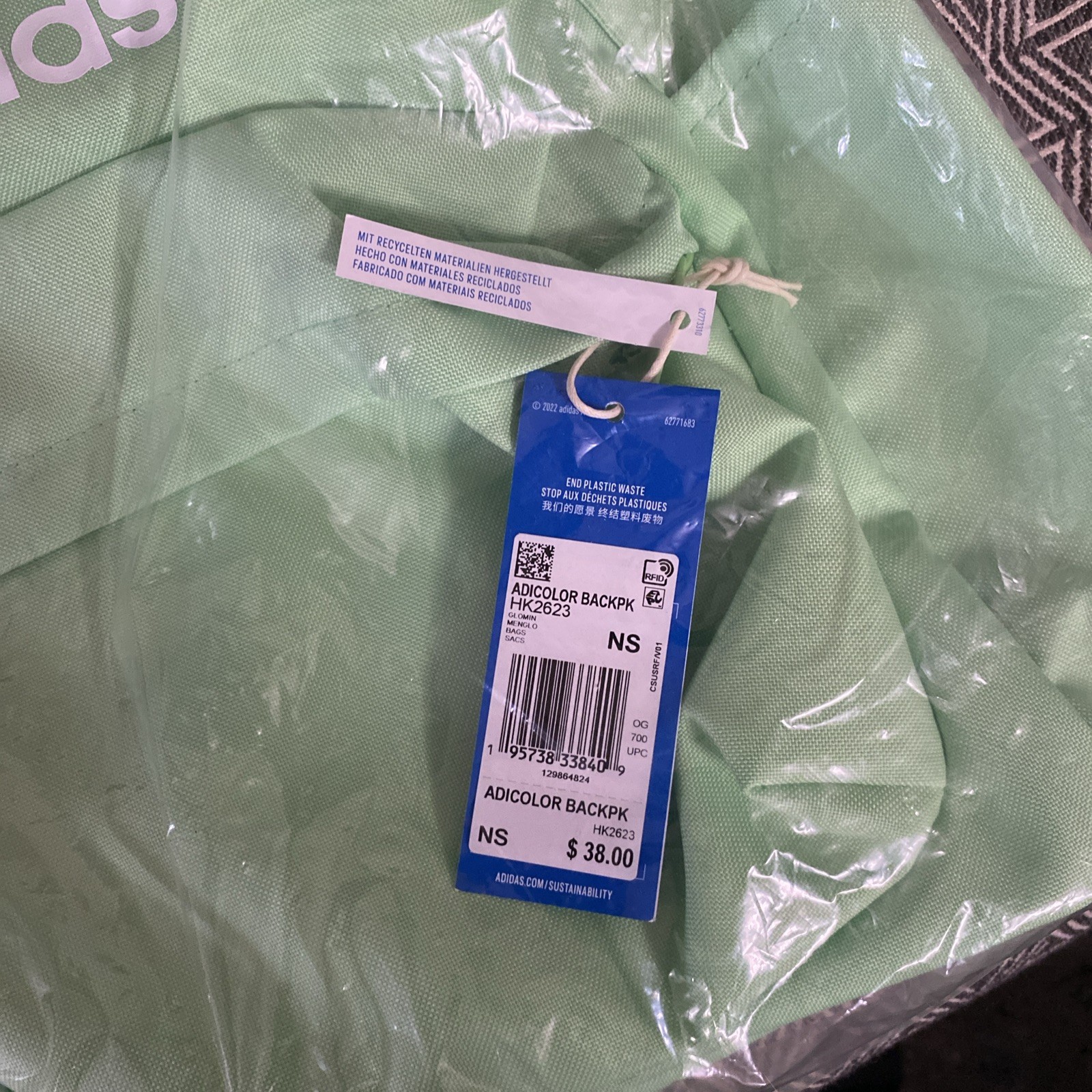 Adidas Men Adicolor Classic Backpack Mint HK2623 Brand New W/ Tags