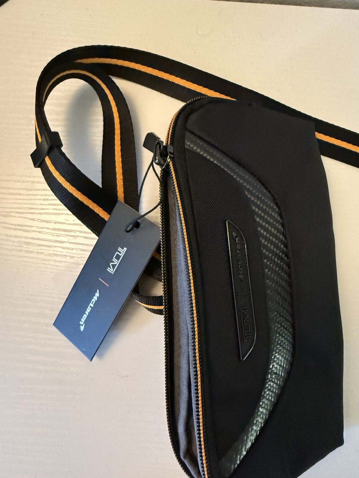 TUMI MCLAREN Brox Slim Utility Pouch Black Waist Pack Sling Bag Brand New