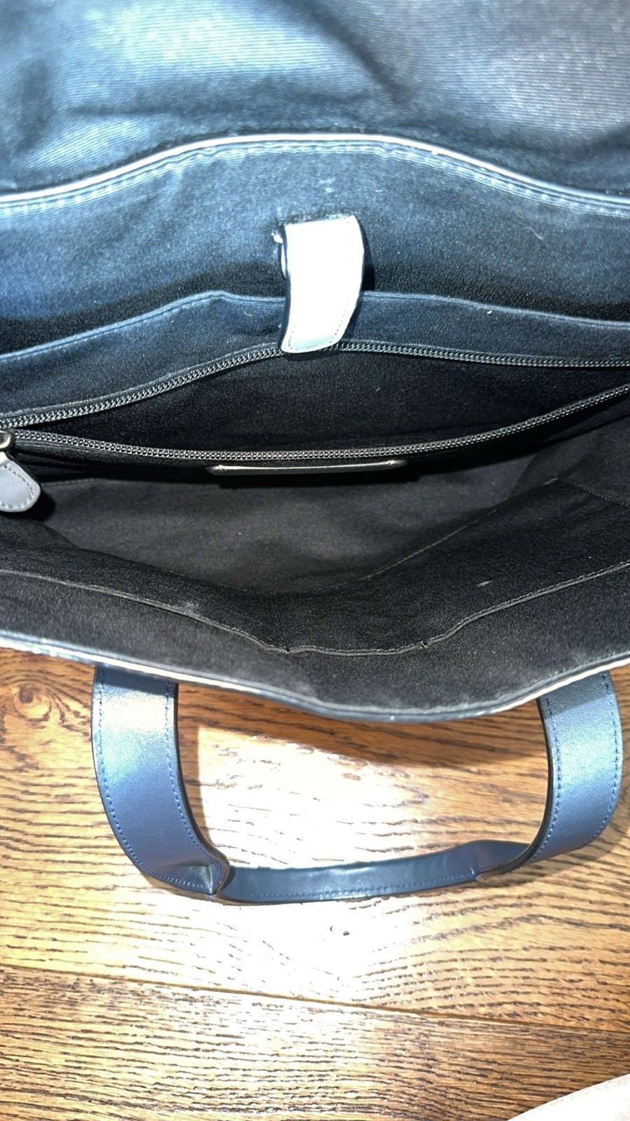 Coach Metropolitan Portfolio Briefcase Bag Gray Blue Navy Pebbled Leather $595