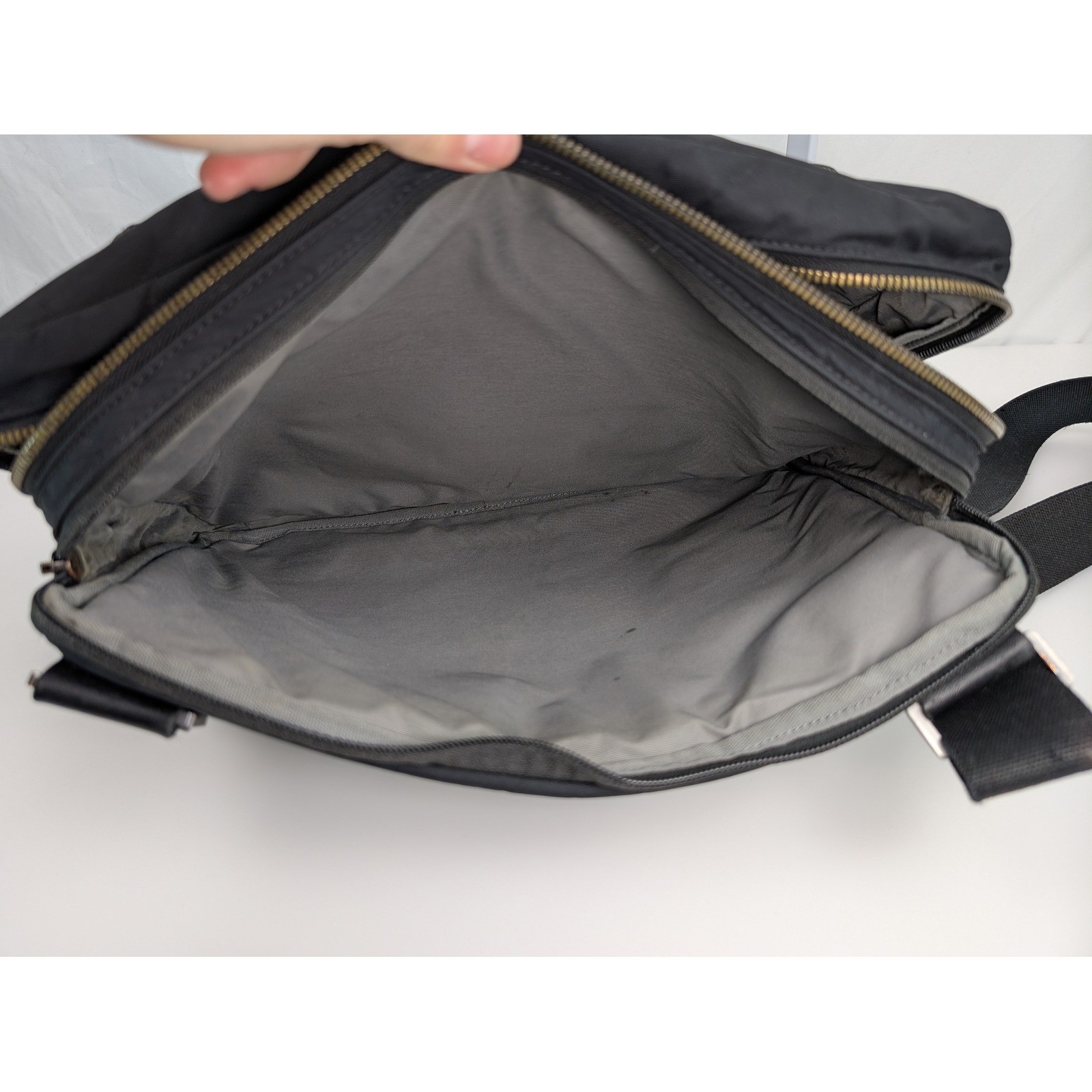 Away Travel Messenger Bag Black Nylon Crossbody Tech Laptop Bag Minimalist