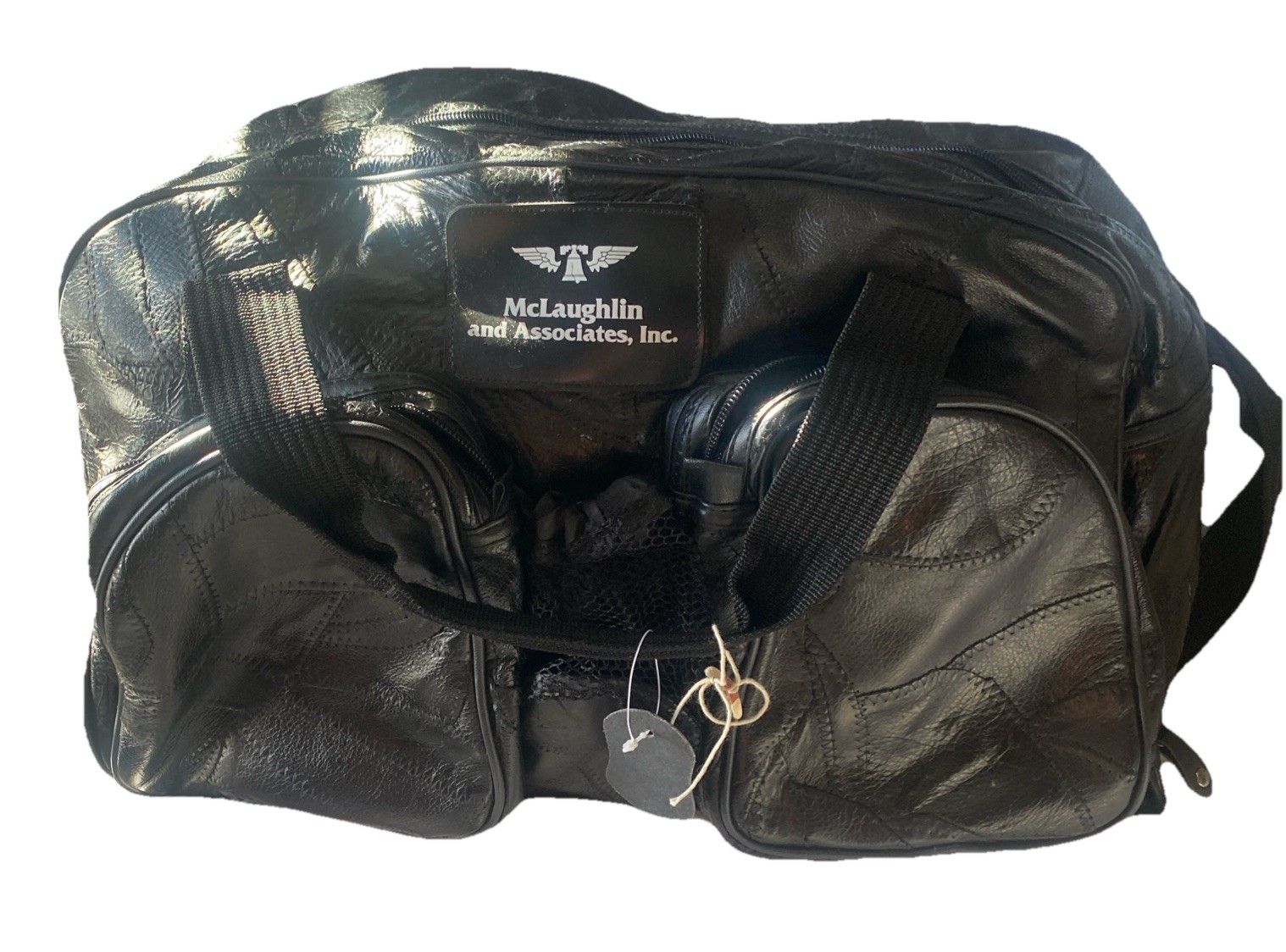 Genuine Leather 18x10x10” Travel bag fabric lined side handles & shoulder strap