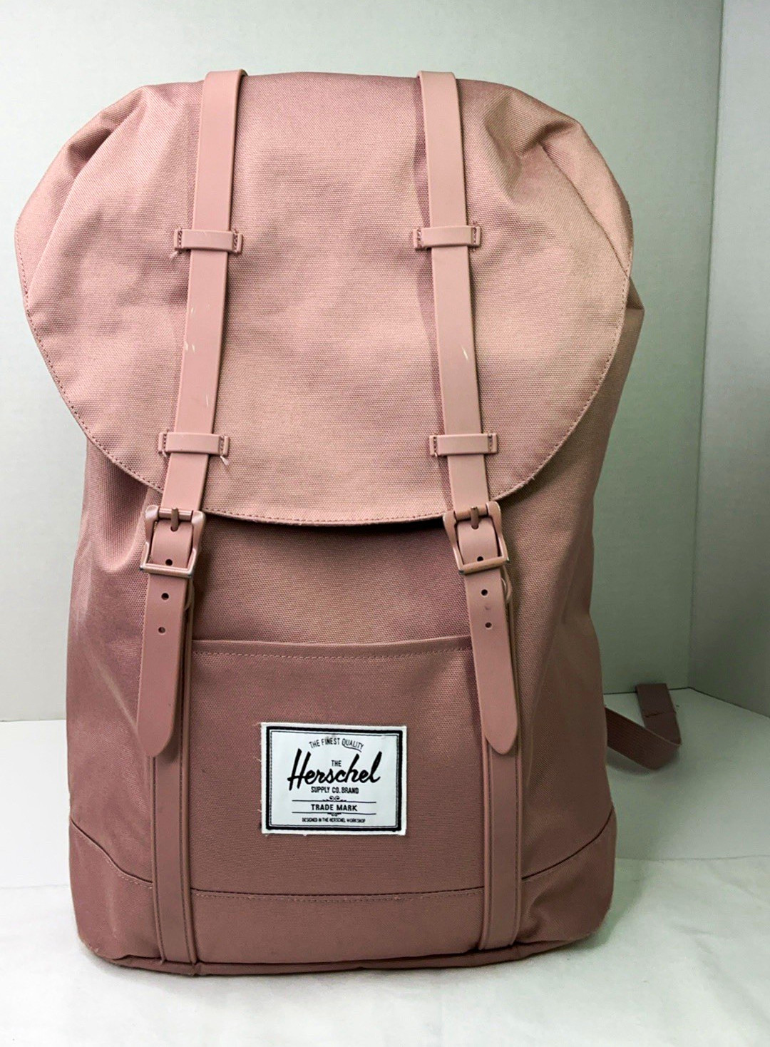 Herschel Pink Backpack Drawstring Buckle Closure Adjustable Strap Padded Pockets