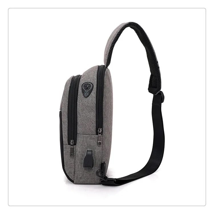 Men’s Mono Shoulder Backpack Small Shoulder Bag With USB Business Pouch BLACK