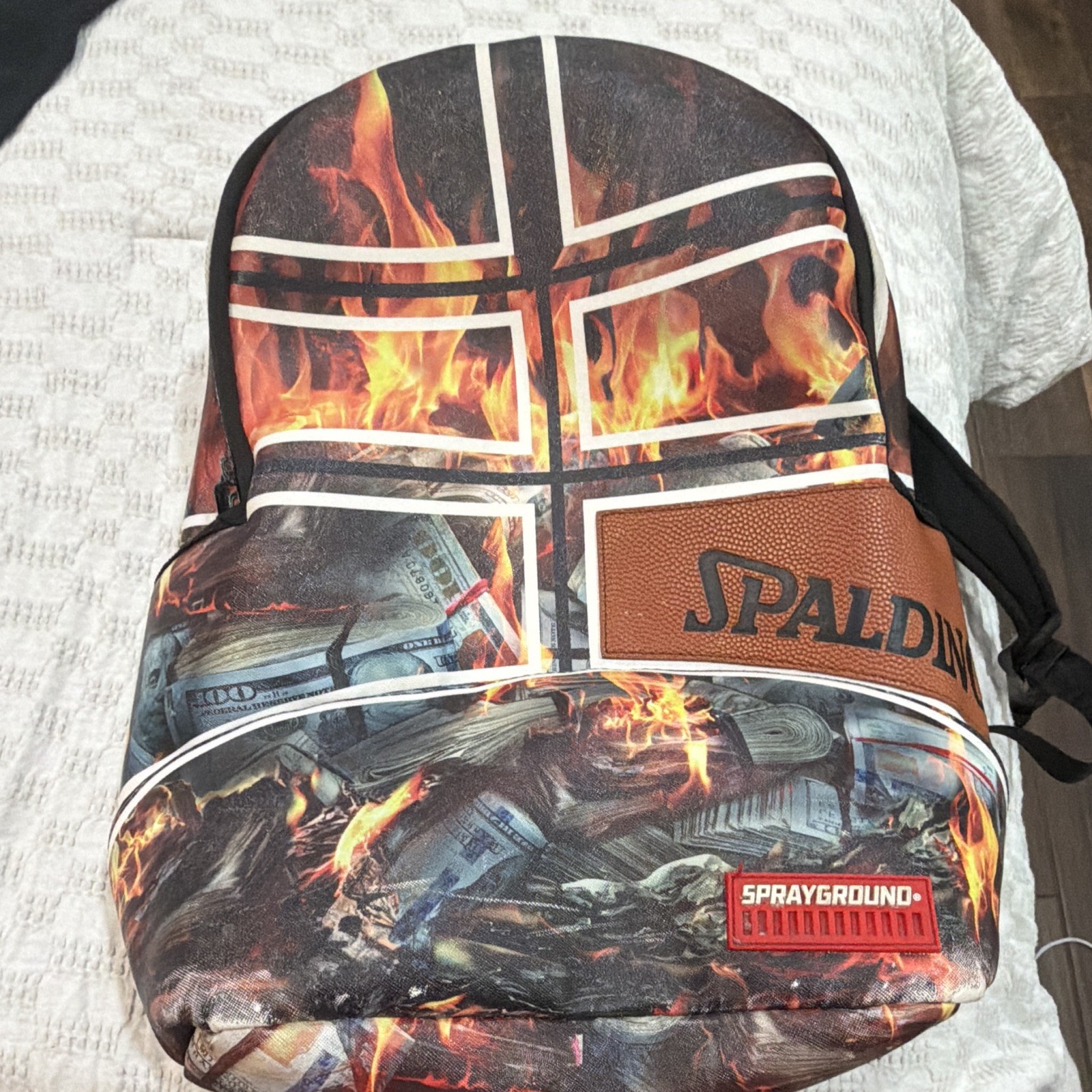 Sprayground Money Graphic Print Multicolor Zip Backpack Padded Adjustable Straps