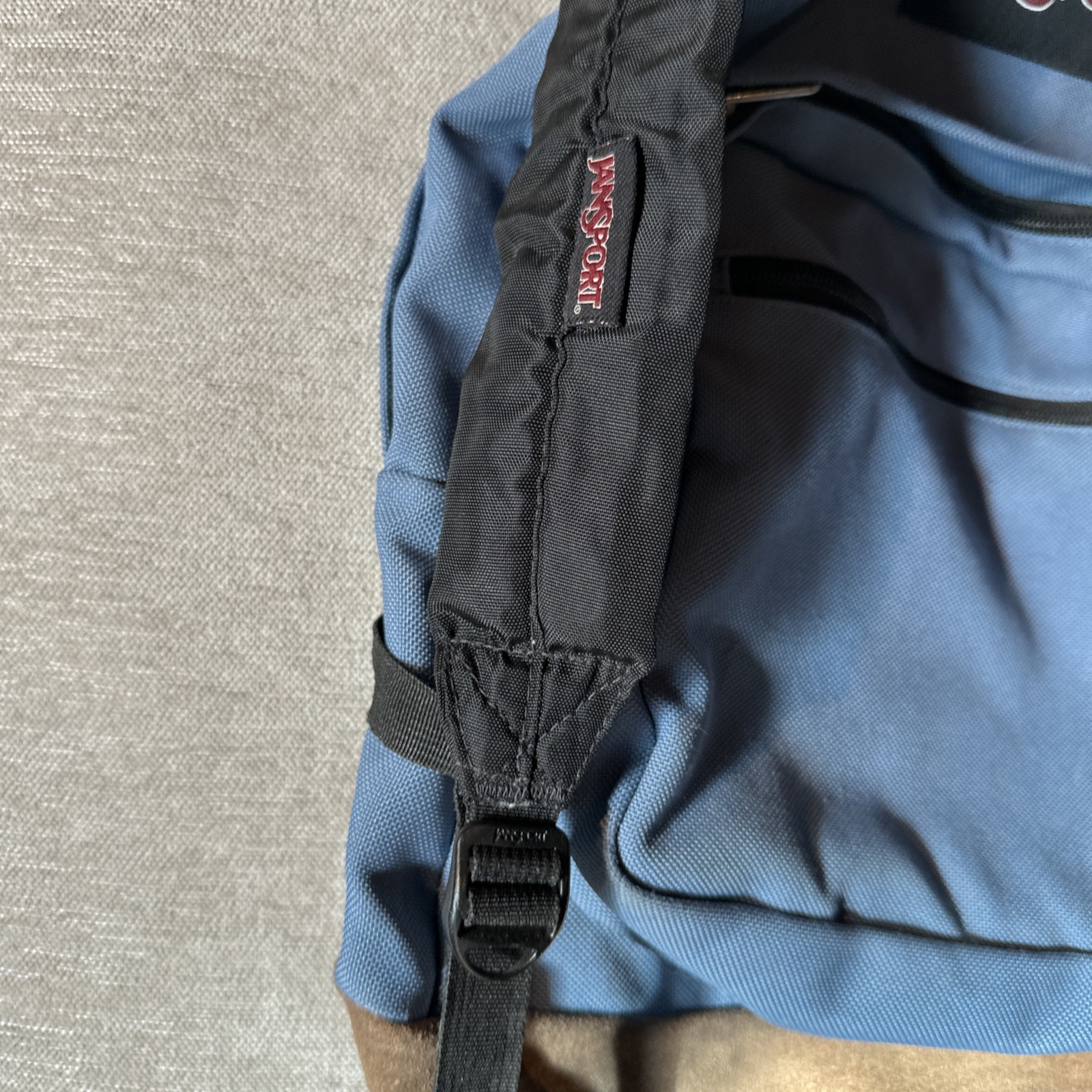 Vintage Y2K Jansport Backpack Light Blue Leather Bottom Suede