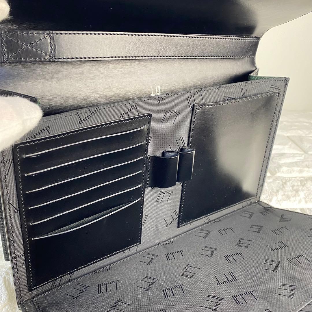 Dunhill Clutch Bag Second Bag Black Smooth Leather Flap Lock & Key Men’s