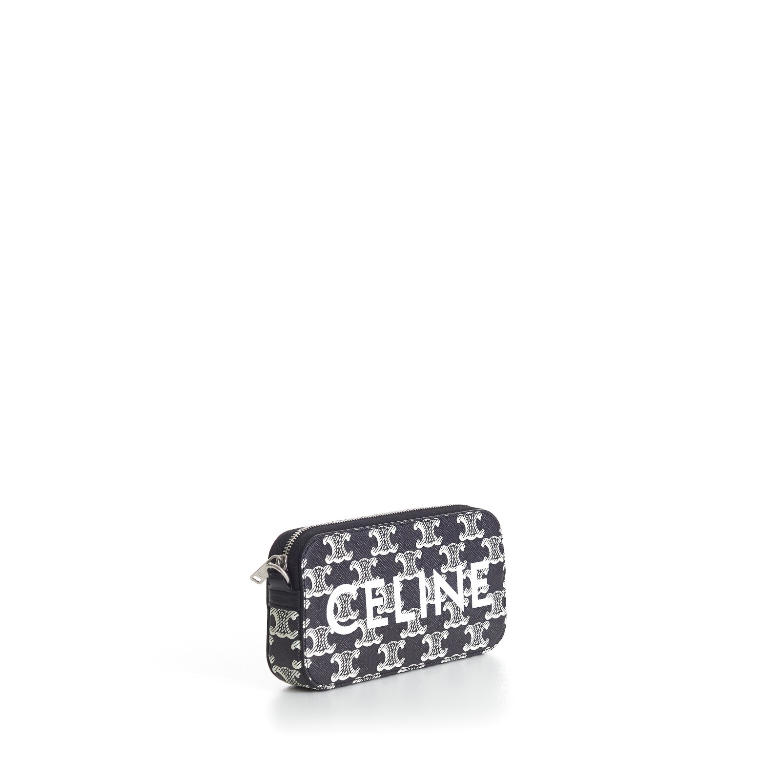 CELINE 1050$ Horizontal Pouch Bag – Two-Tone Triomphe Canvas, Logo, Zip
