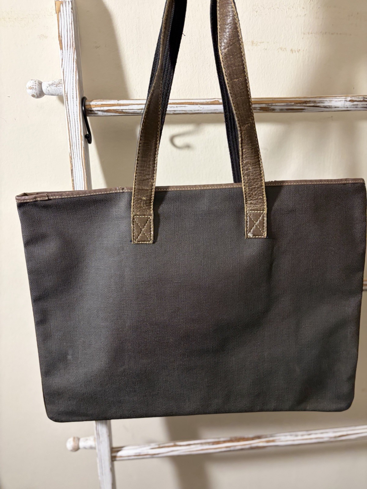 3-Piece Set Dunhill Brown Coated Leather Tote + Clutch + Laptop Travel Case Bags