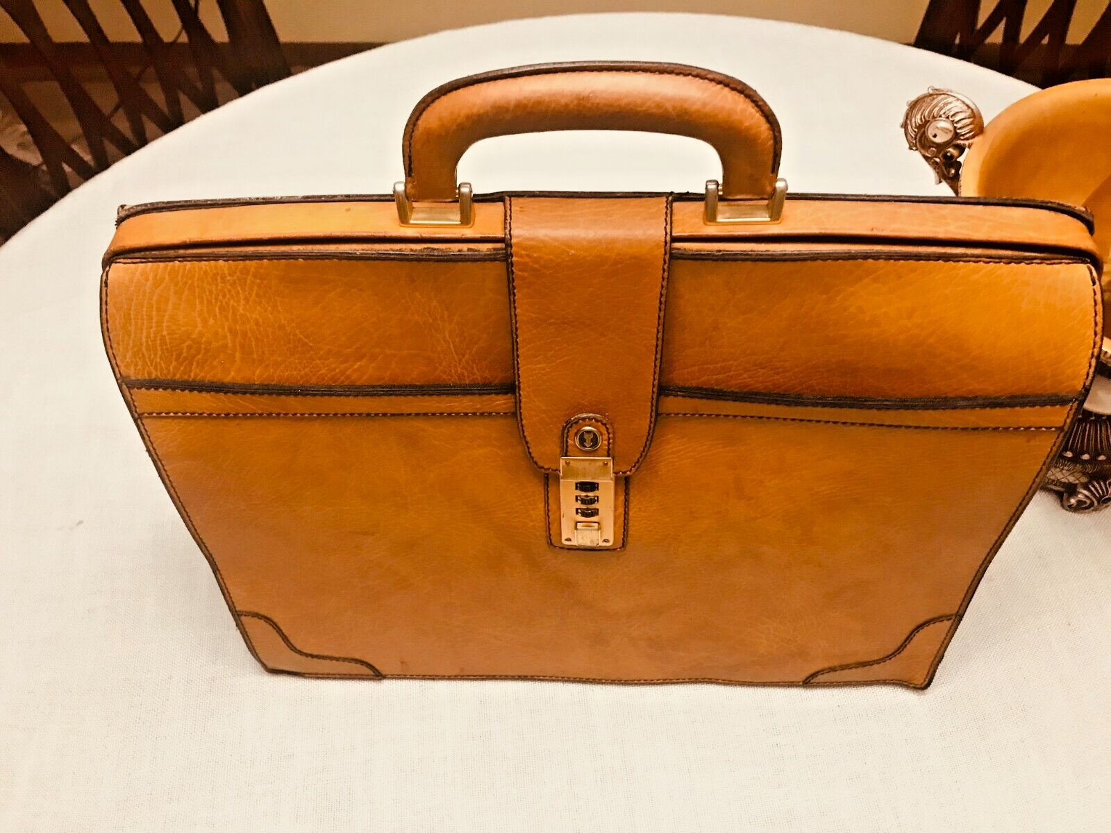 GOLDPFEIL “CARACCIOLA” Tan Leather Briefcase / Lawyer Bag – W. GERMANY