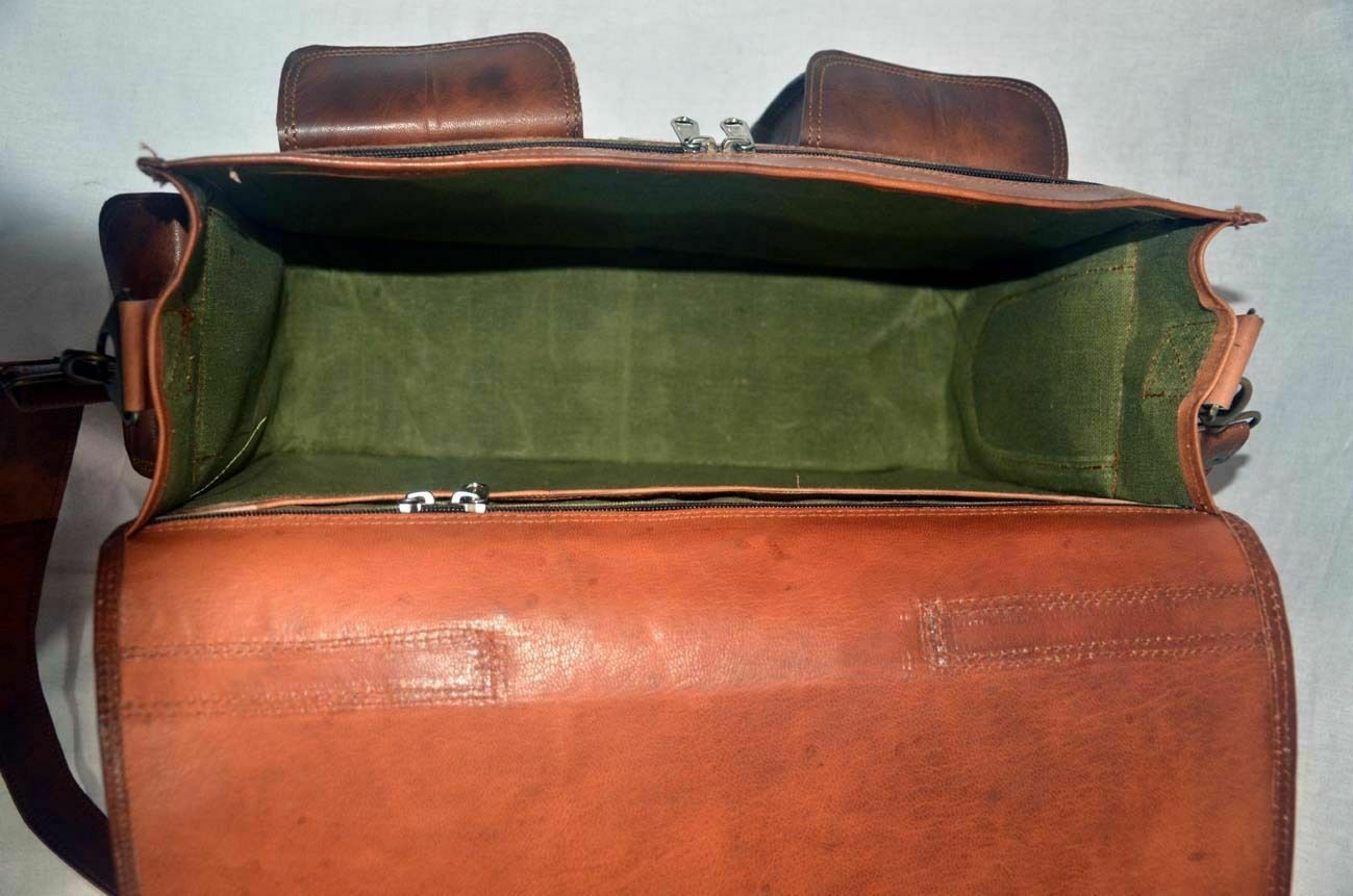 Brown Leather Messenger Bag Shoulder Laptop Bag Briefcase Men’s Genuine Vintage