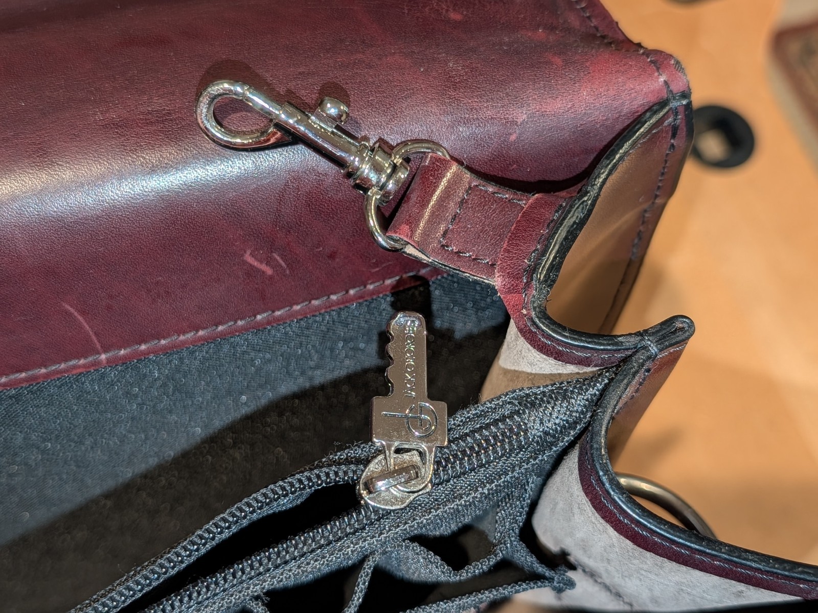 VTG Burgundy Leather Briefcase Jack Georges Originals Lockable w strap & key