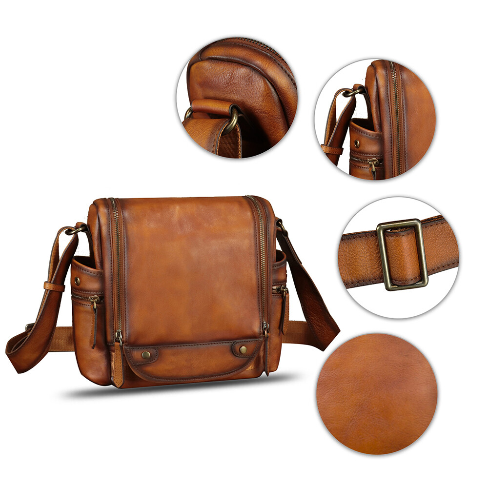 Genuine Leather Purses for Men Classical Messenger Bag Crossbody Shoulder Bag
