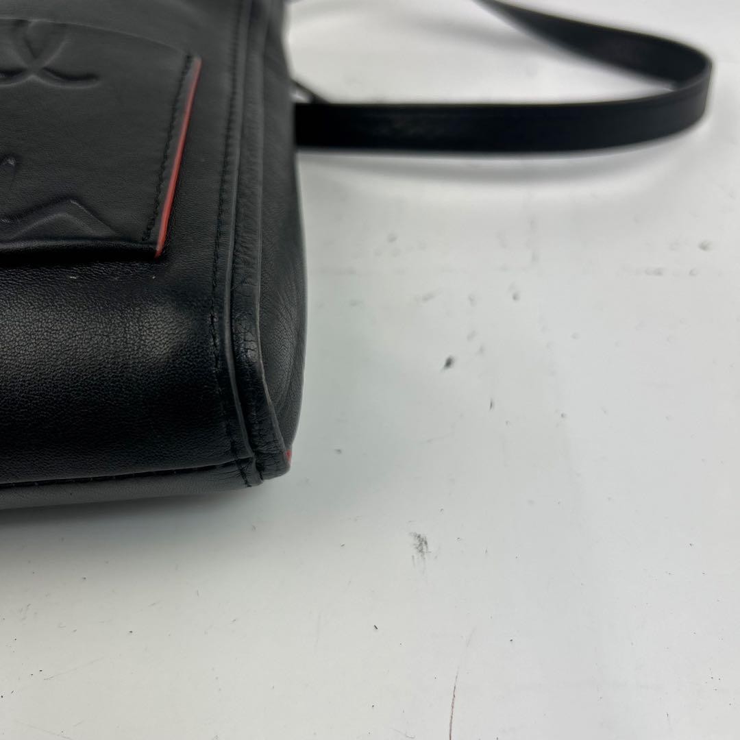 [Good Condition] Paul Smith Shoulder Bag Leather Branded Color Edge Black