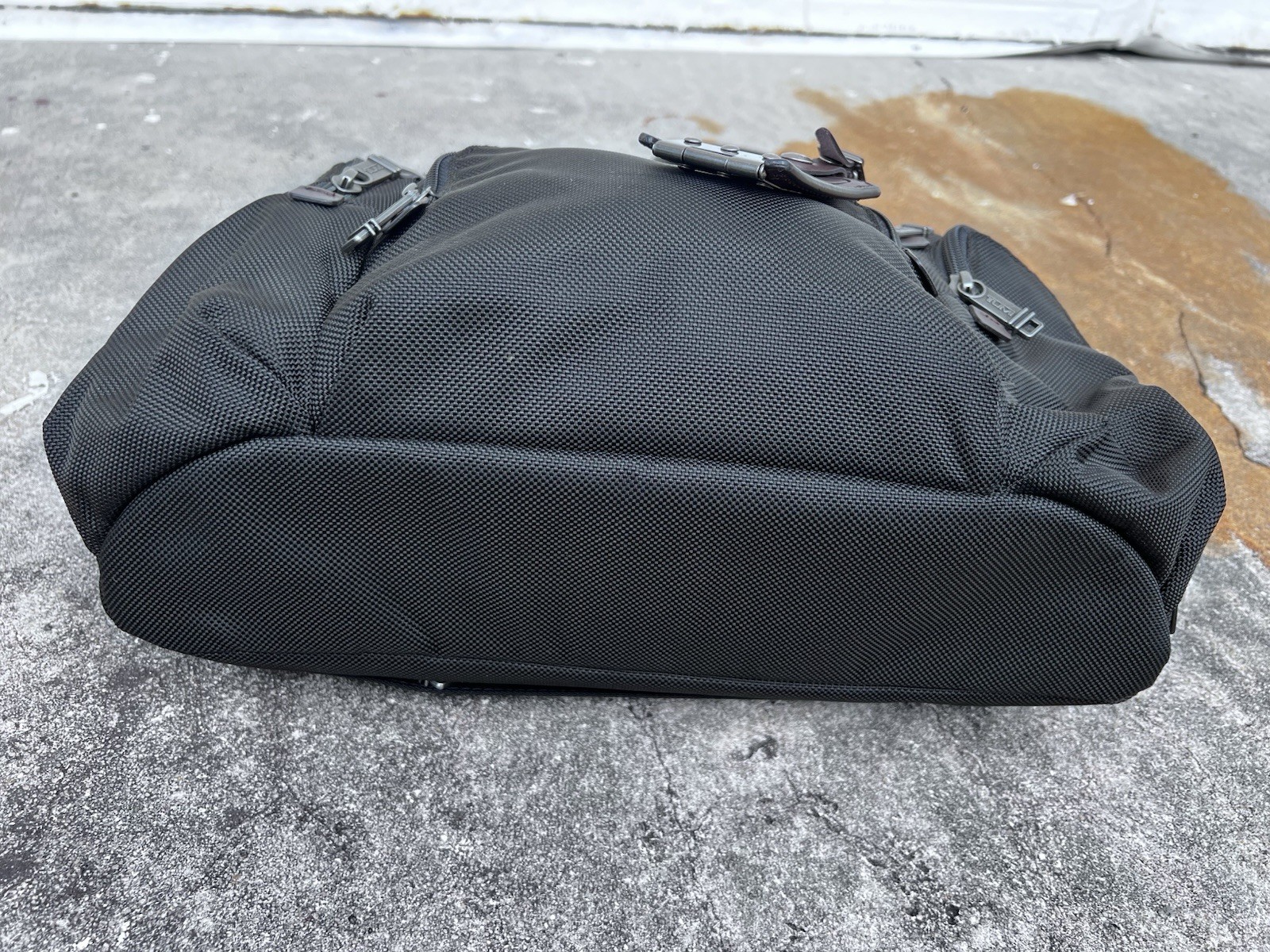 TUMI Black/Brown Nylon and Leather Alpha Bravo Brooks Slim Briefcase
