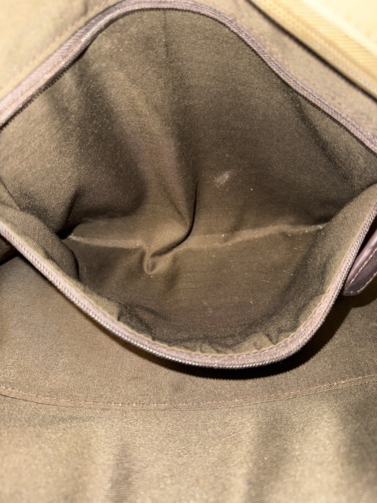 Bosca Leather & Canvas Messenger Bag Briefcase Tan & Brown Attache Laptop Work