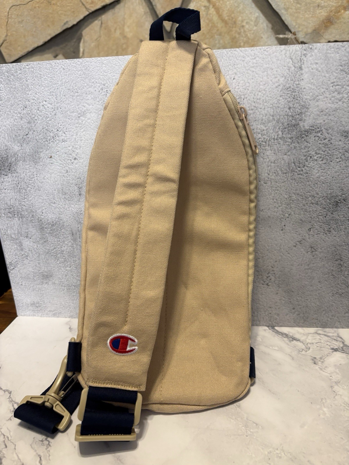 Champion Canvas Sling Back Bag In Tan/Khaki NWT