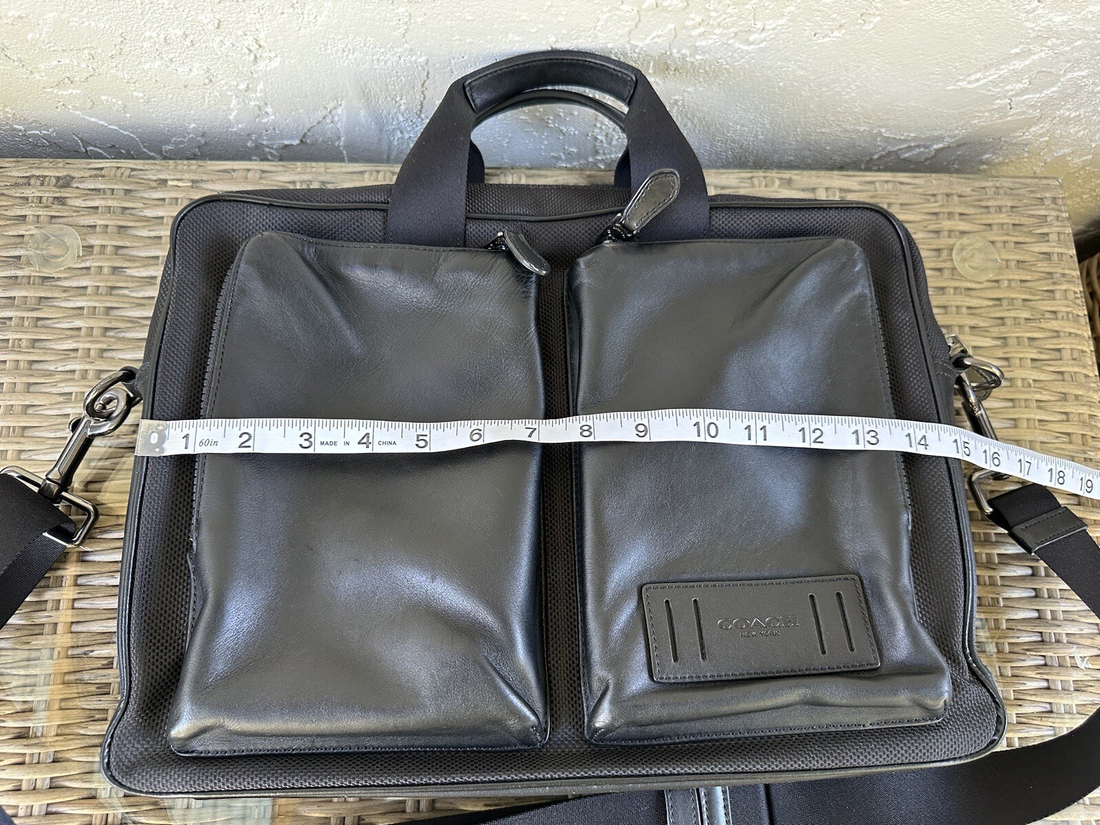 COACH Black Leather RIDER Briefcase Travel Laptop Shoulder Bag Men/Unisex