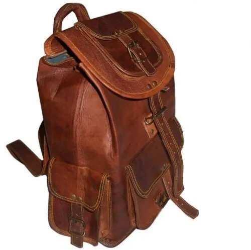 17″ New Large Genuine Leather Backpack Rucksack Travel Bag For Men’s and Women’s