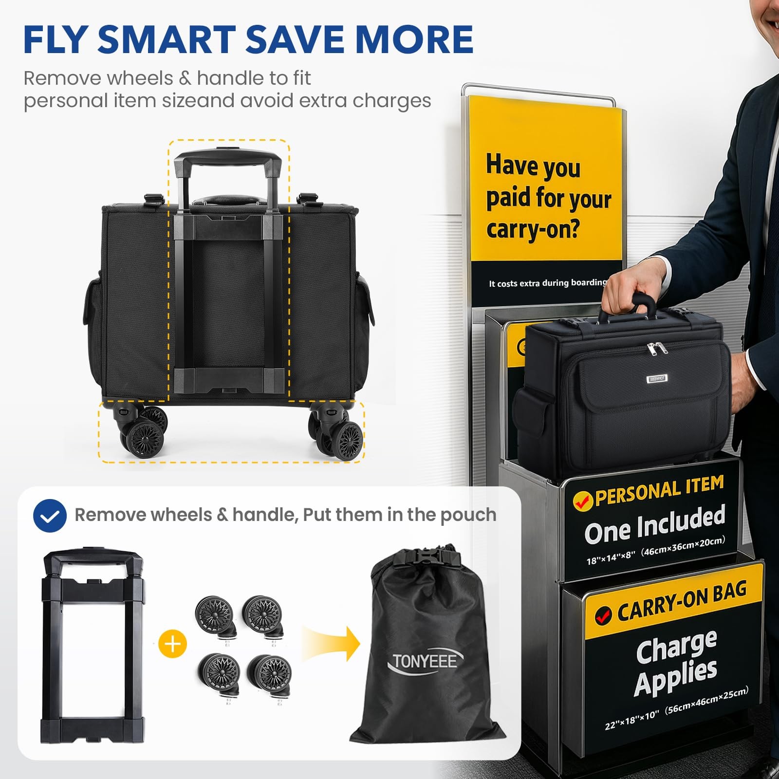 Rolling Laptop Bag 15.6 Inch, Ballistic Nylon Wheeled Briefcase for Men Women…