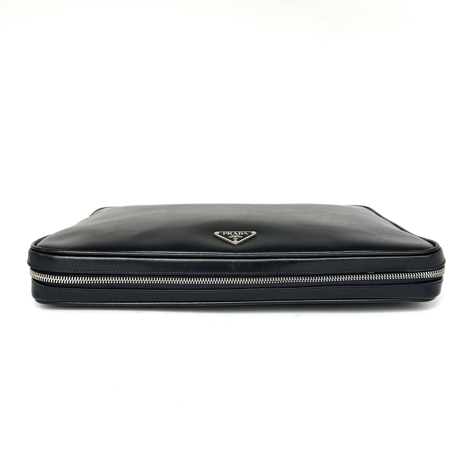 PRADA Saffiano Briefcase Business Bag Leather Black Authentic