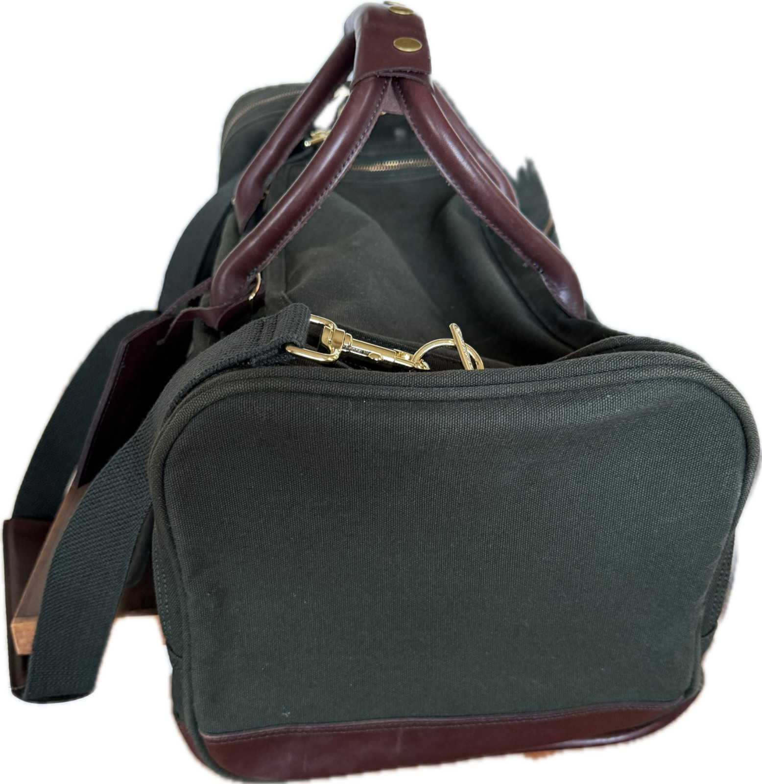 Vintage Orvis Battenkill 90s Green Canvas & Brown Leather Duffle Bag USA Made