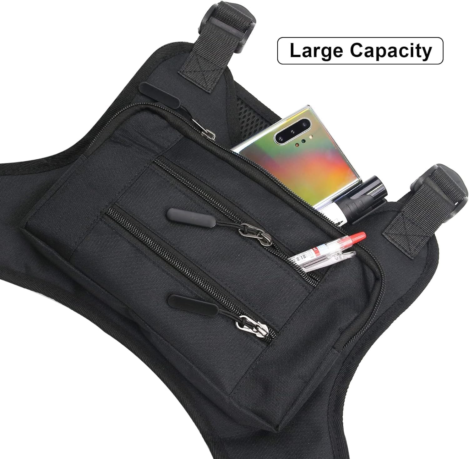 Sports Chest Bag for Men, Water Resistant Chest Pack, Running Pack with Cell Pho