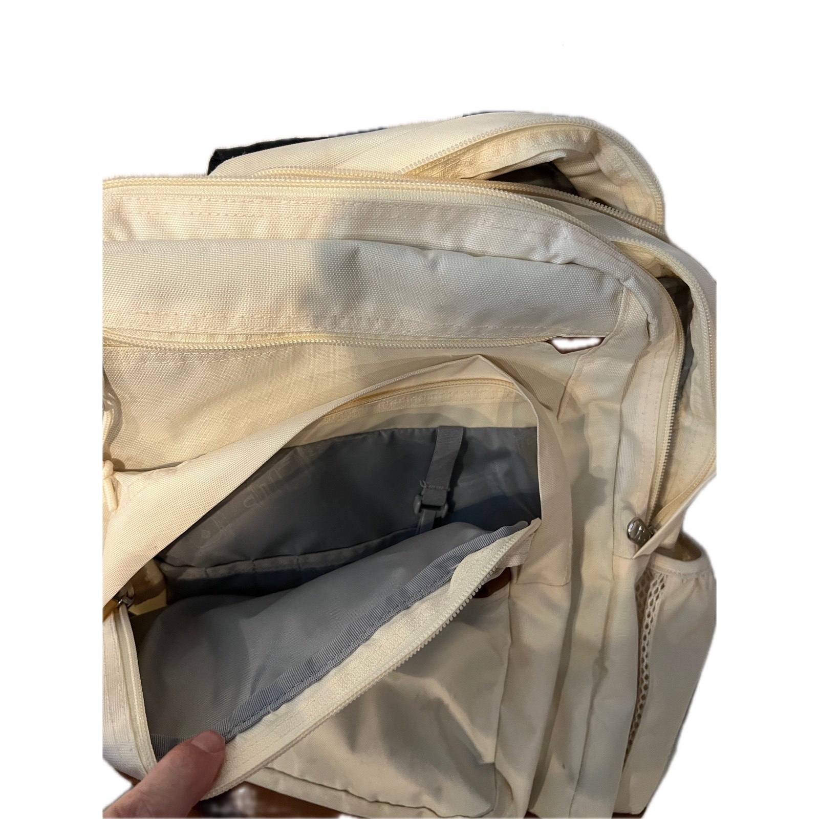 JanSport Cool Student 2 Section School Backpack Cream Brown