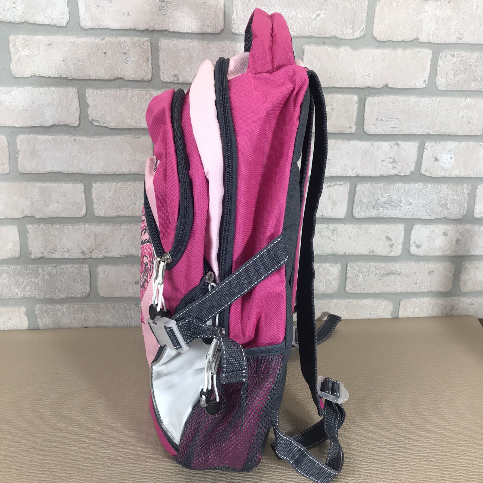 Athletech Pink Backpack Embroidered Dragon Pockets Water Bottle Pocket
